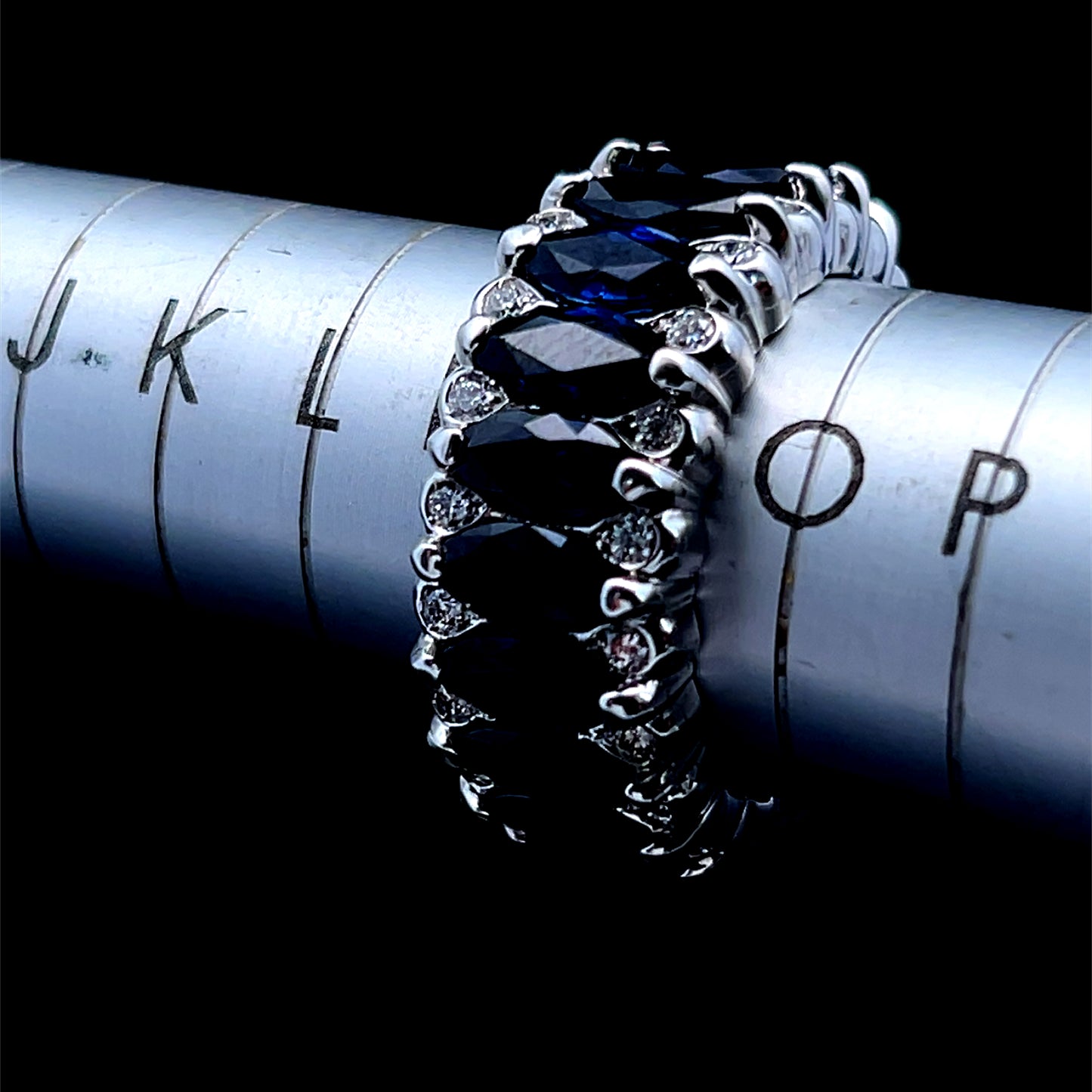 18K White Gold Sapphire & Diamond Full Eternity Ring APPX D: 0.8 CTS