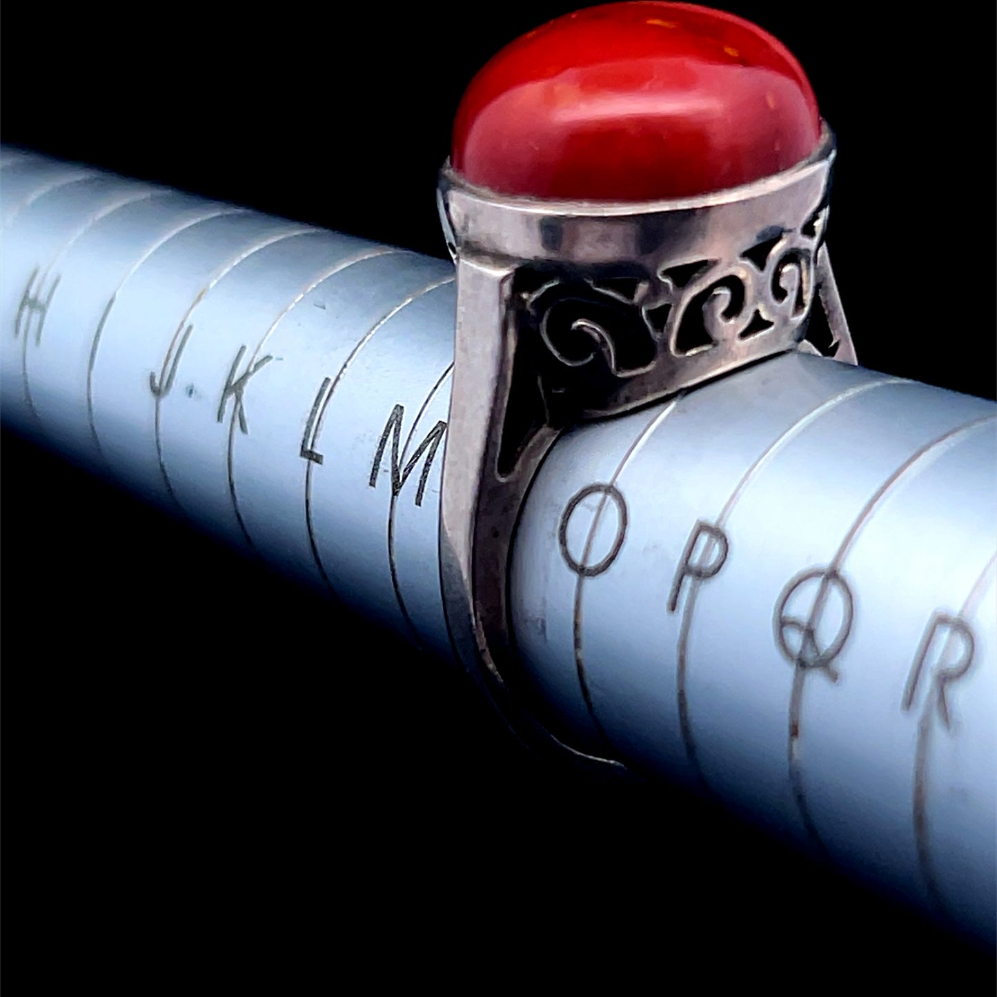 Round Red Stone Silver Ring