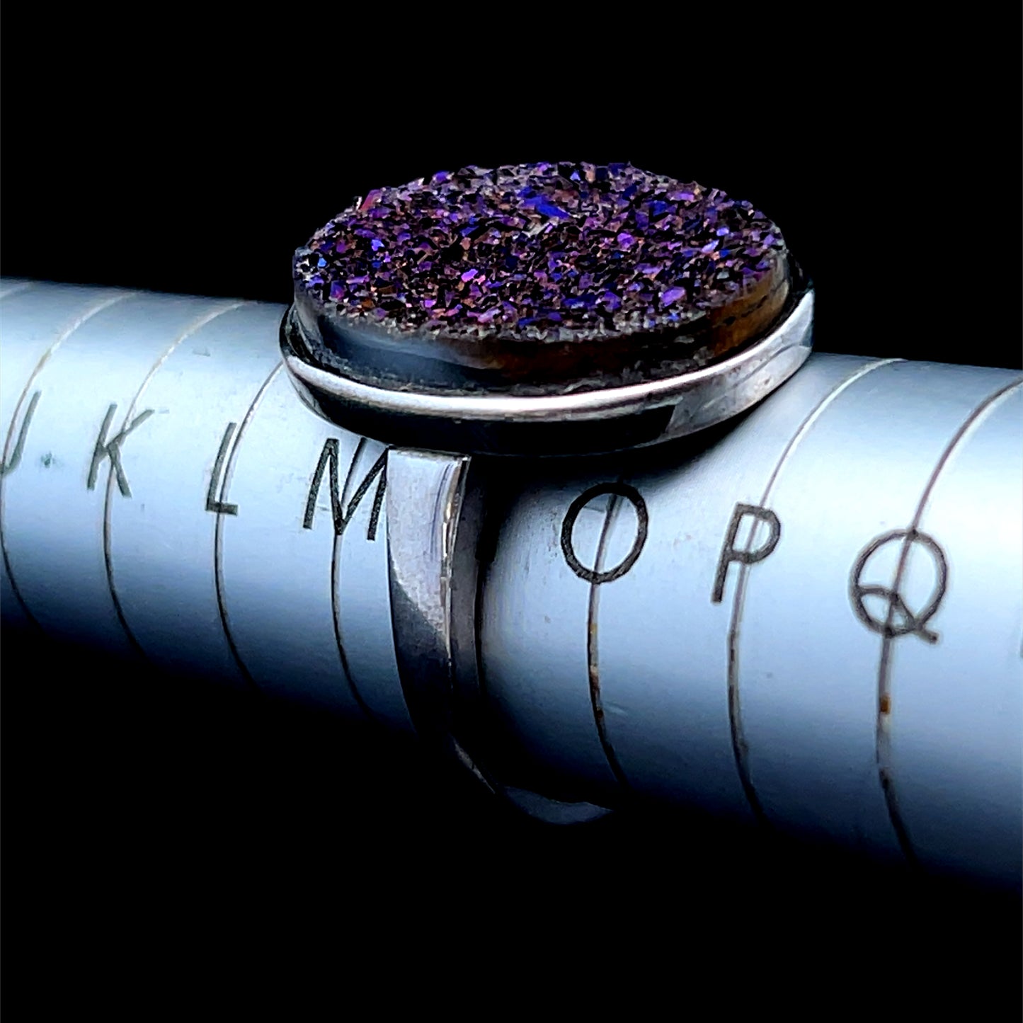Silver Oval Purple Crystal Ring