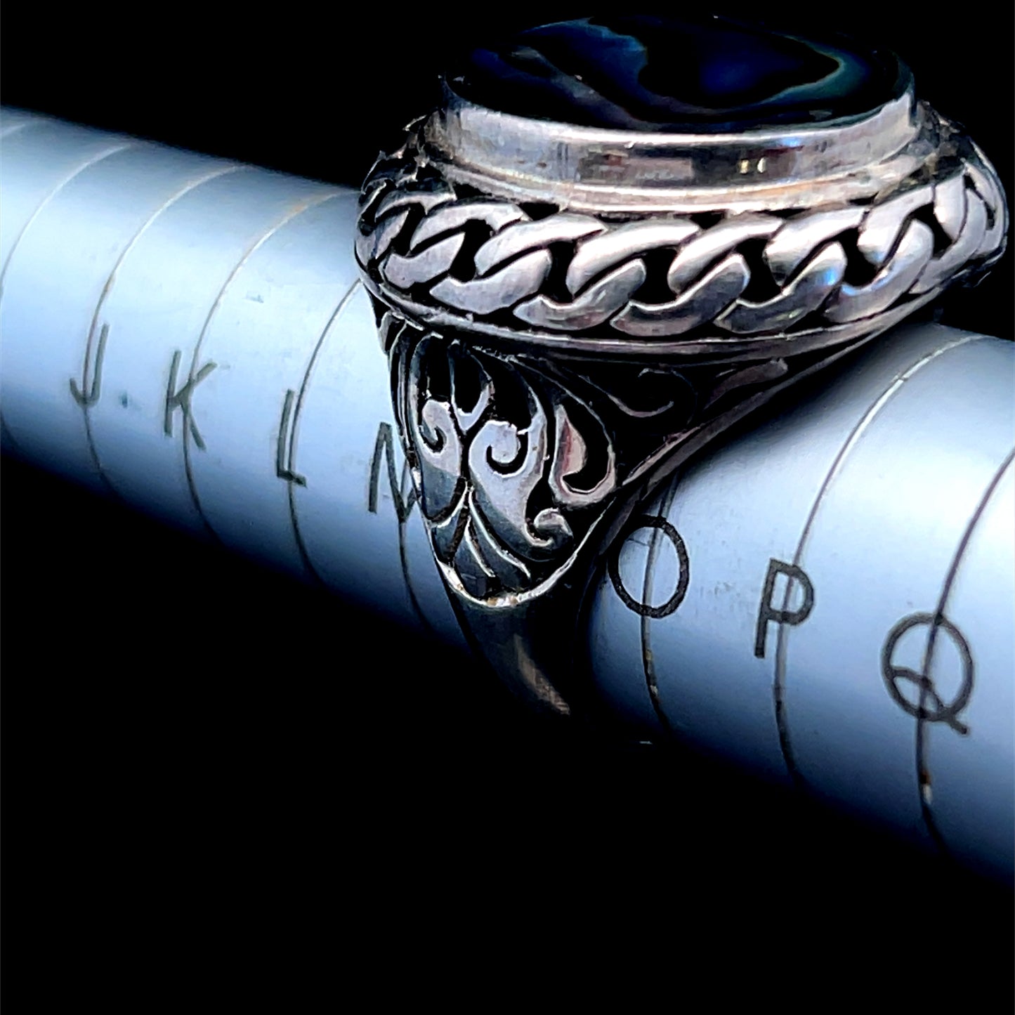 Silver Round Paua Ring