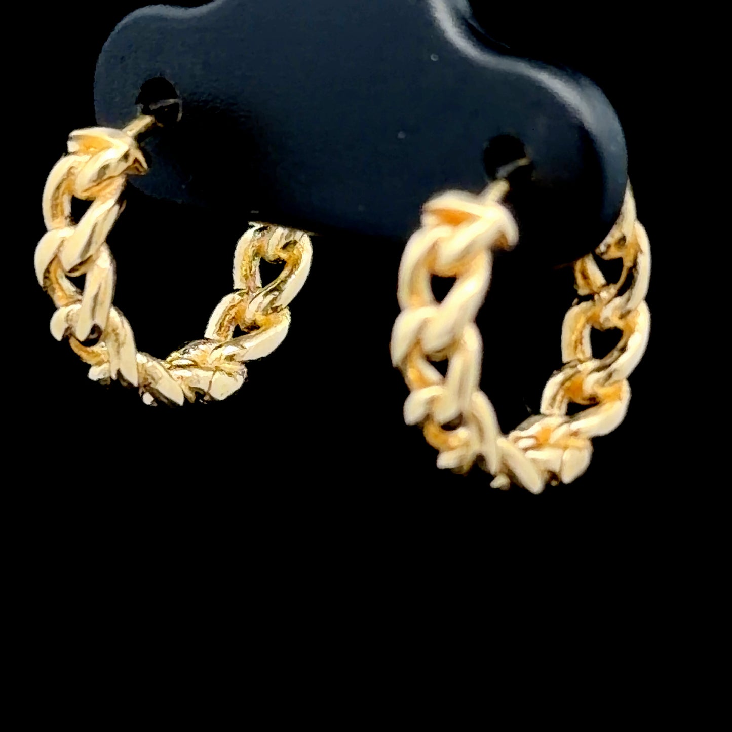 9K Yellow Gold Cuban Link Textured Huggies