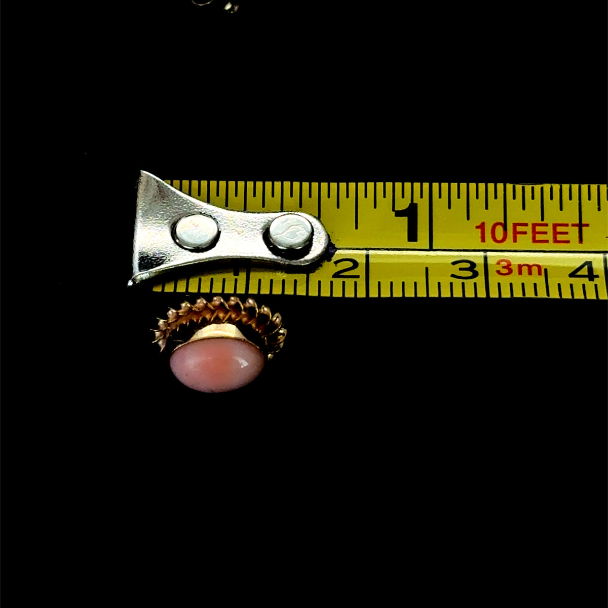 9K Yellow Gold Oval Cabochon Coral Studs