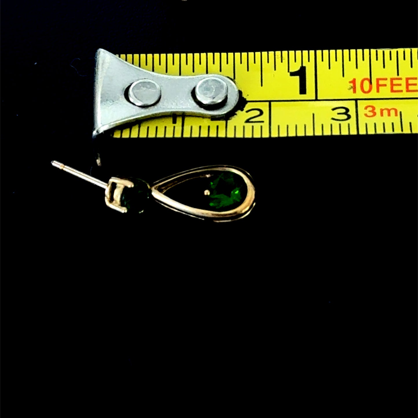 9K Yellow Gold Chrome Diopside Drop Studs