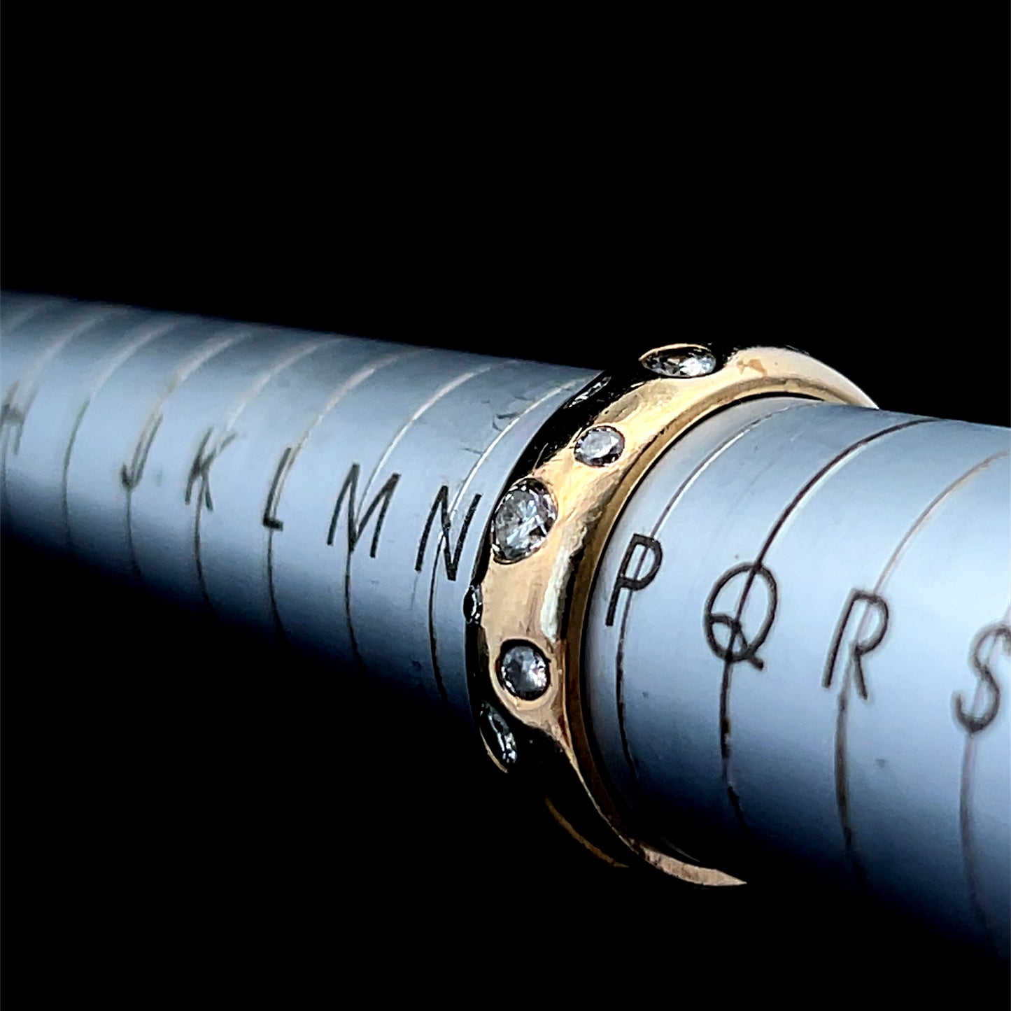 9K Yellow Gold Wide Diamond Scatter Band