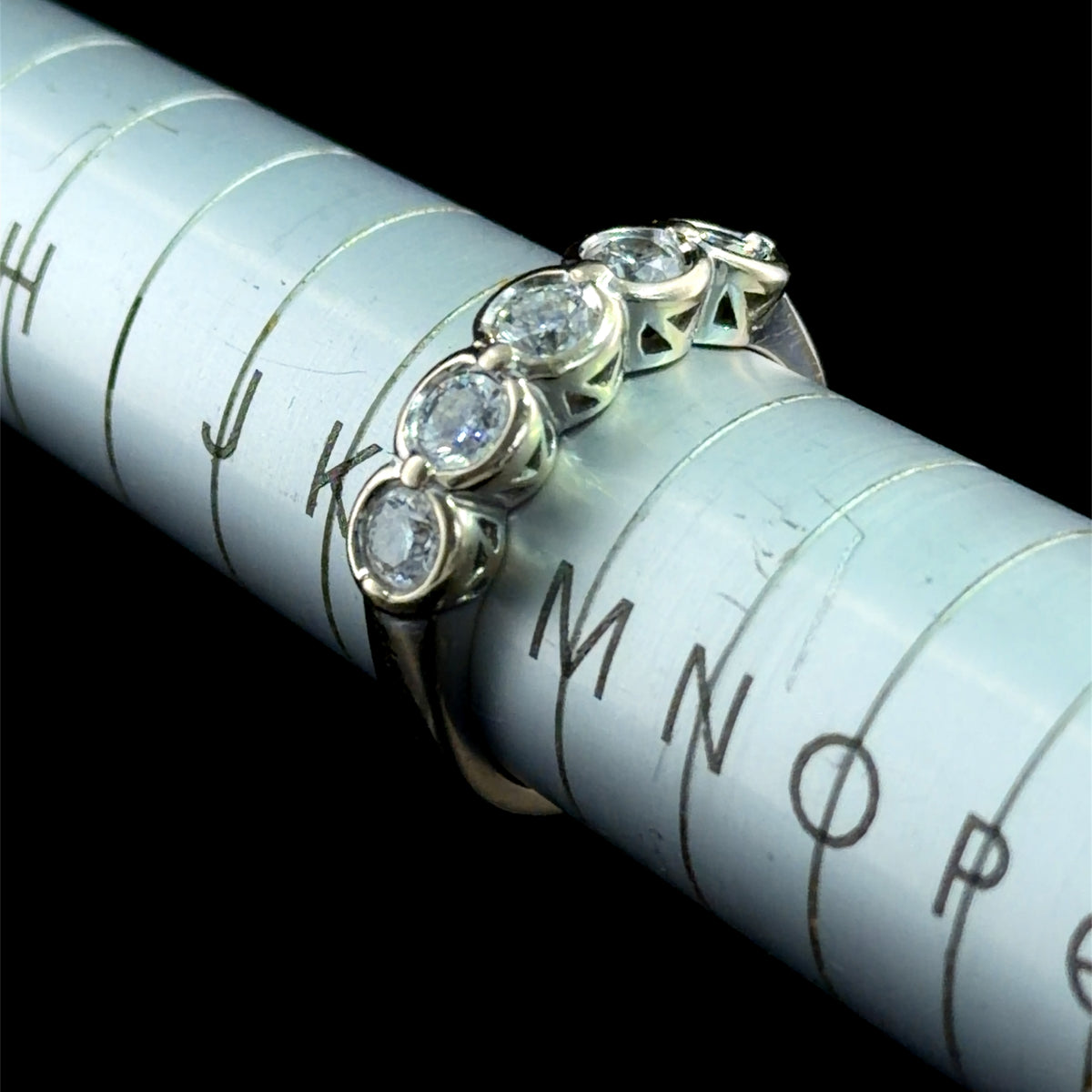 A Charming 18k White Gold 5 Stone Diamond Ring Appx 1.0 Cts Part Of The Ronald Charles Collection