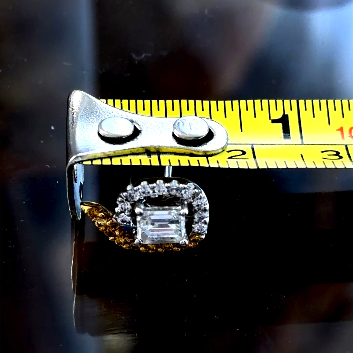 18k Yellow & White Gold Emerald & Round Cut White & Yellow Diamond Stud Earrings Appx 1.5 Cts Total