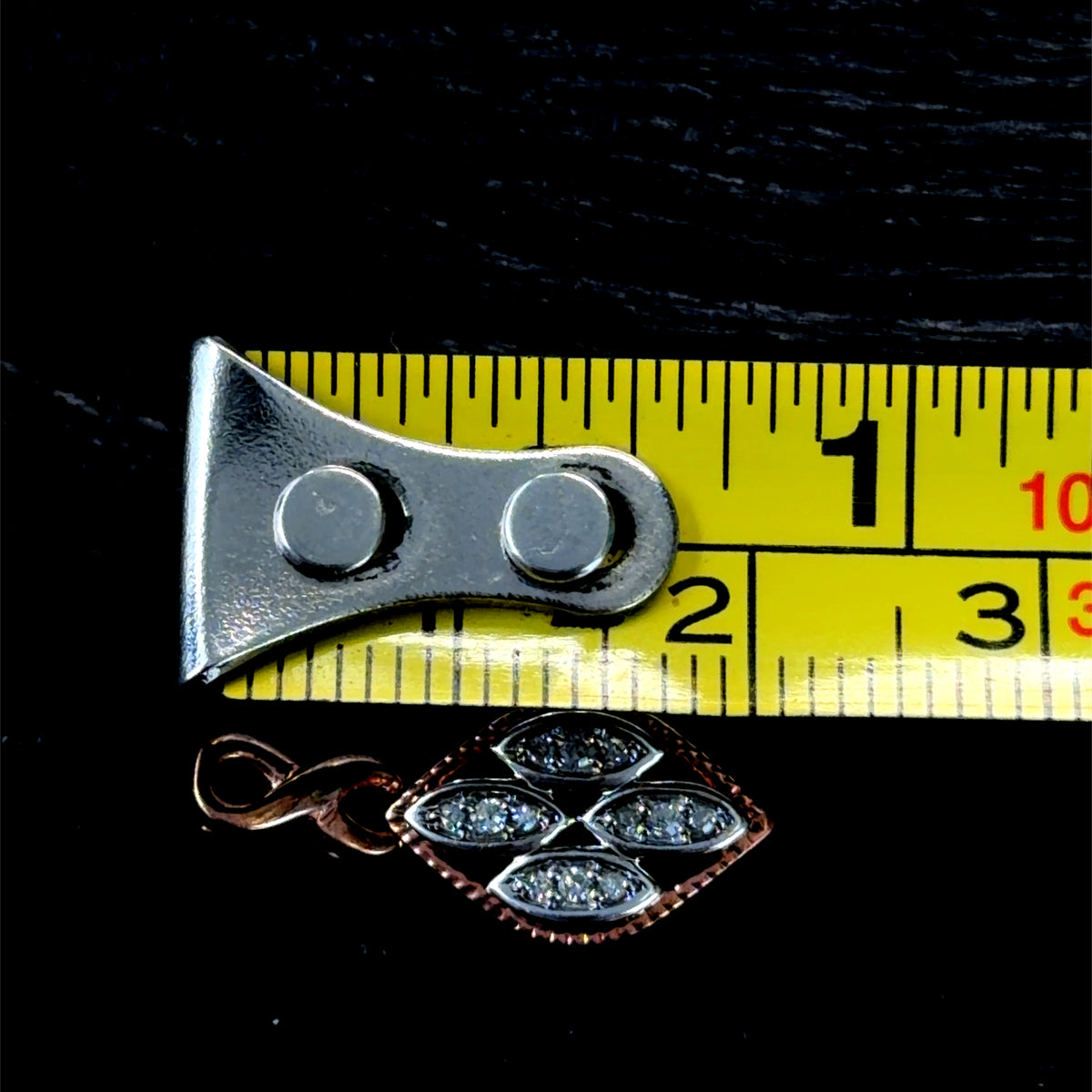 A Pretty Silver Rose Gold Plated Diamond Drop Pendant 20mm Long