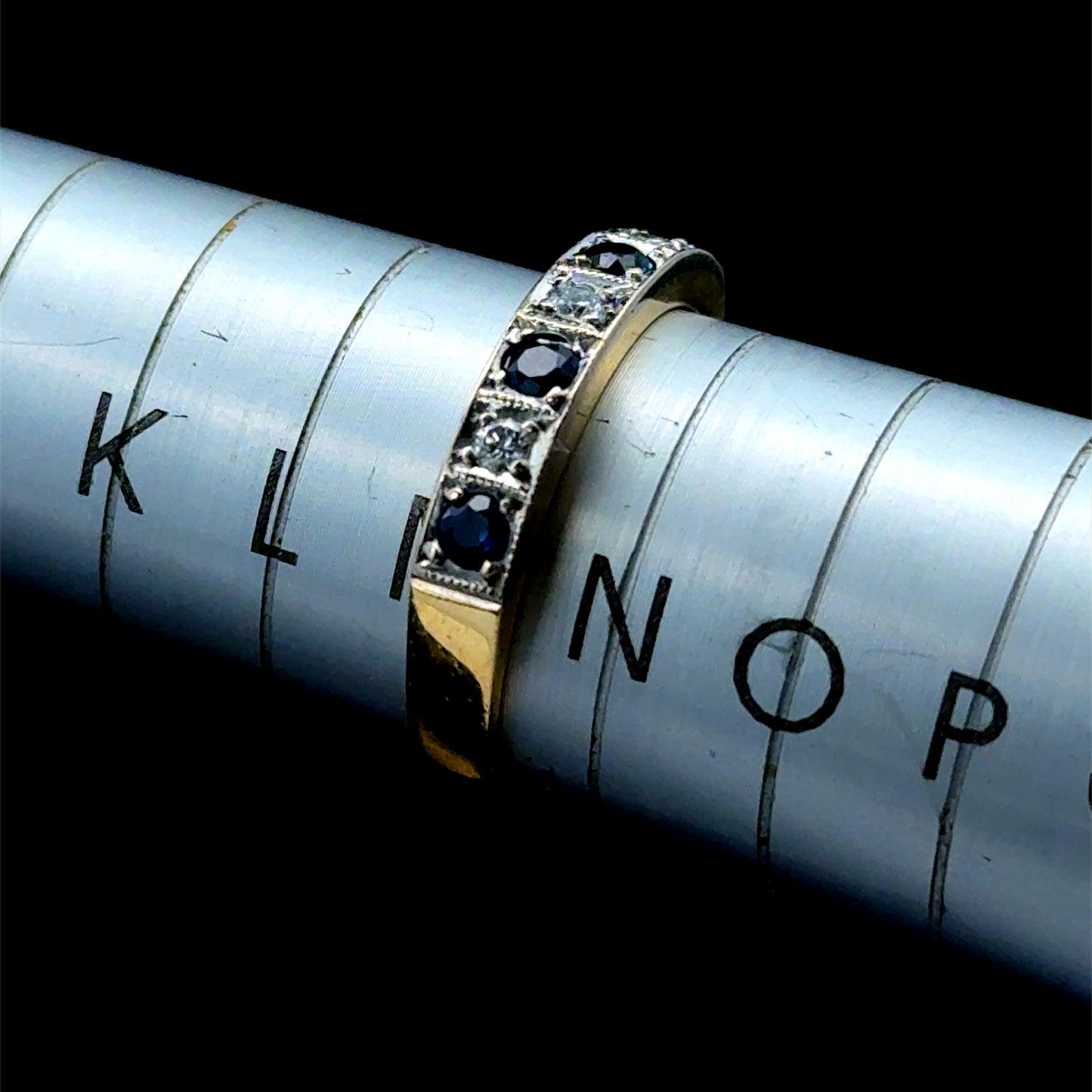 18K Yellow Gold Sapphire & Diamond Band