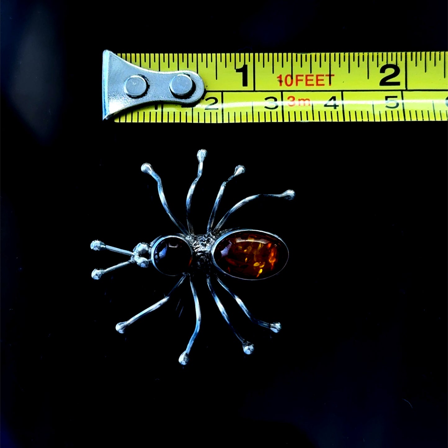 Silver Baltic Amber Ant Brooch