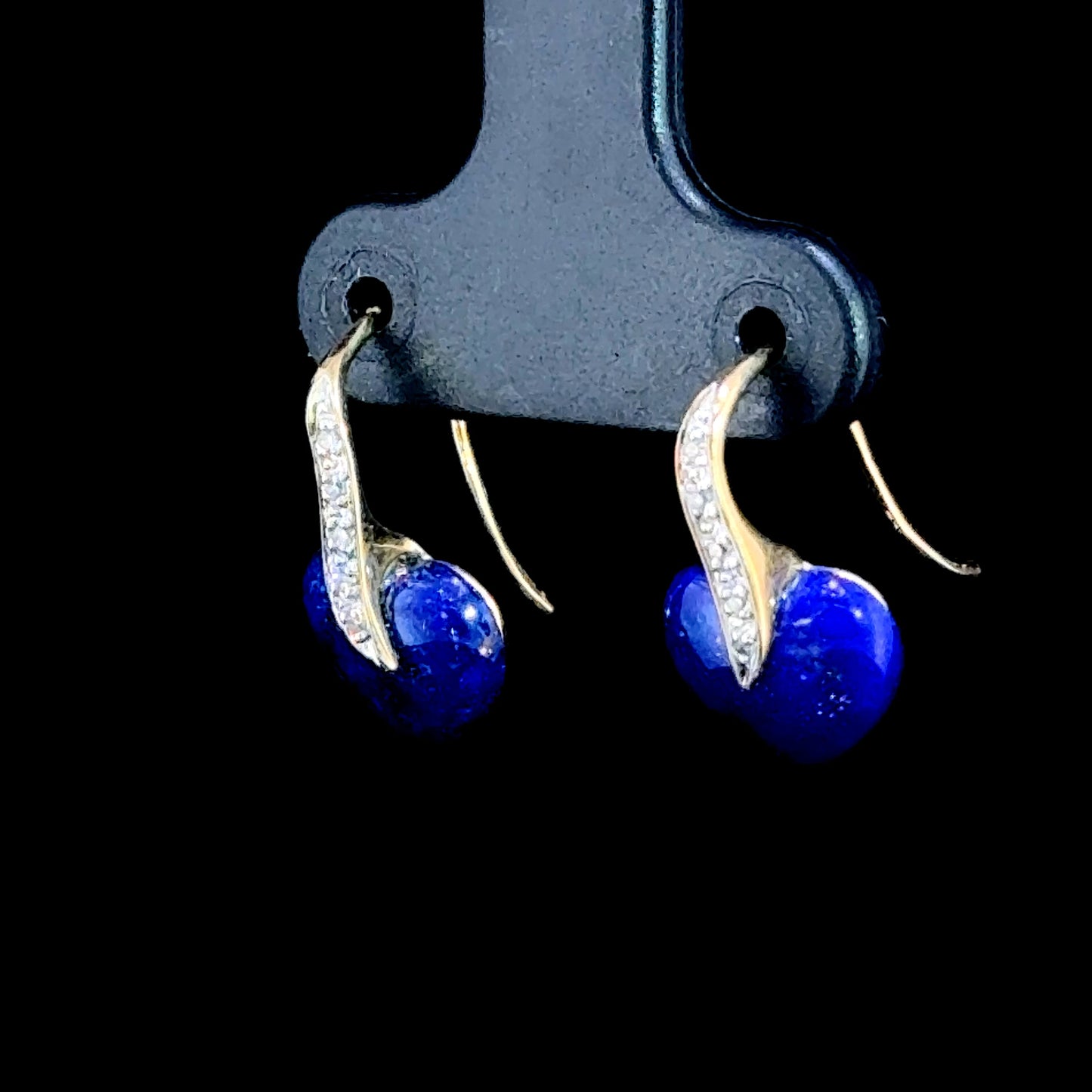 9K Yellow Gold Lapis Hook Earrings