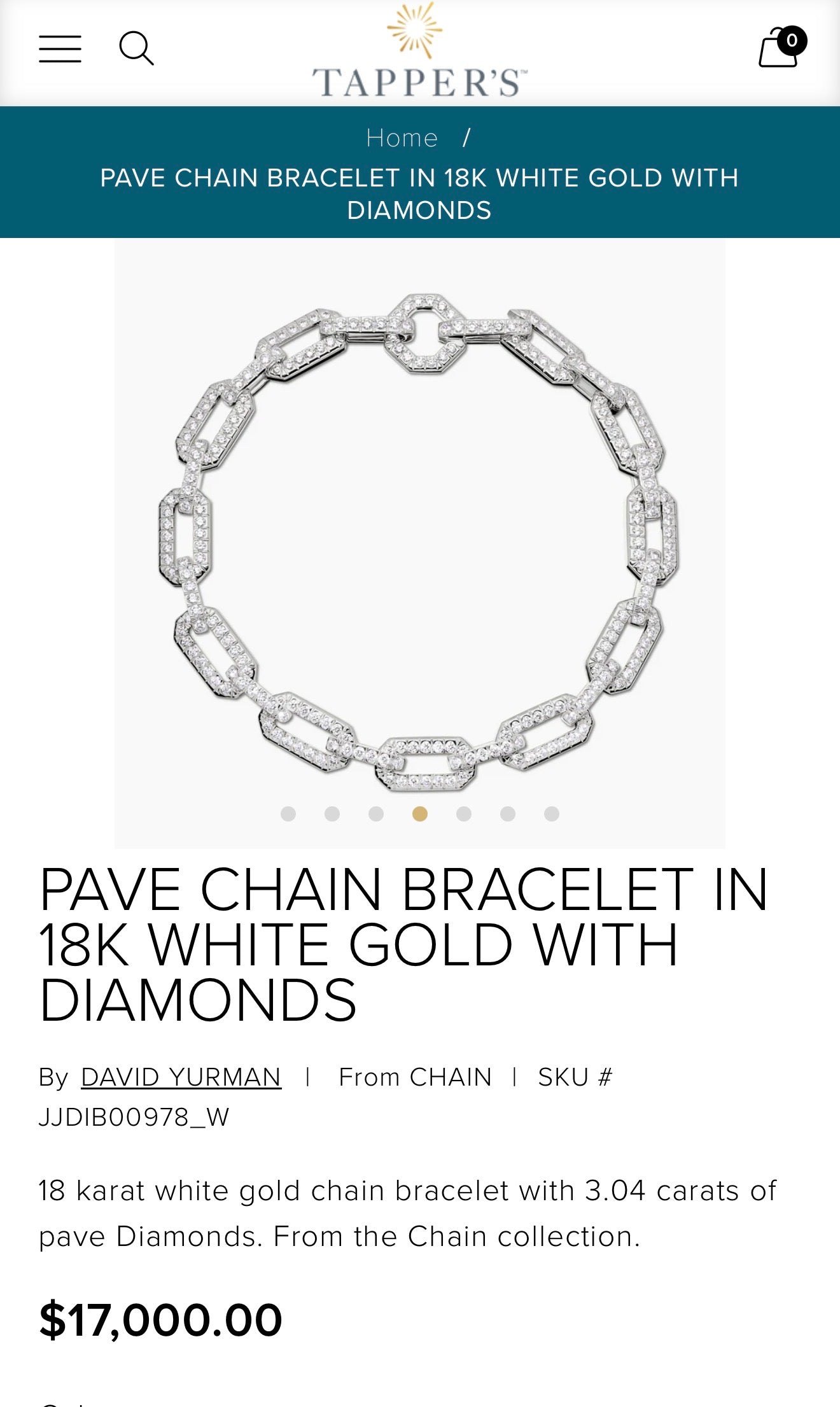 A Magnificent Appx. 3Ct Diamond Pave’ Set link Bracelet in 18k White Gold By David Yurman