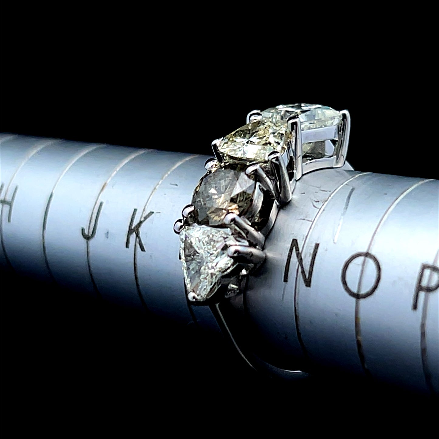 Platinum 4 Stone Multicut Diamond Ring APPX 3.6 CTS
