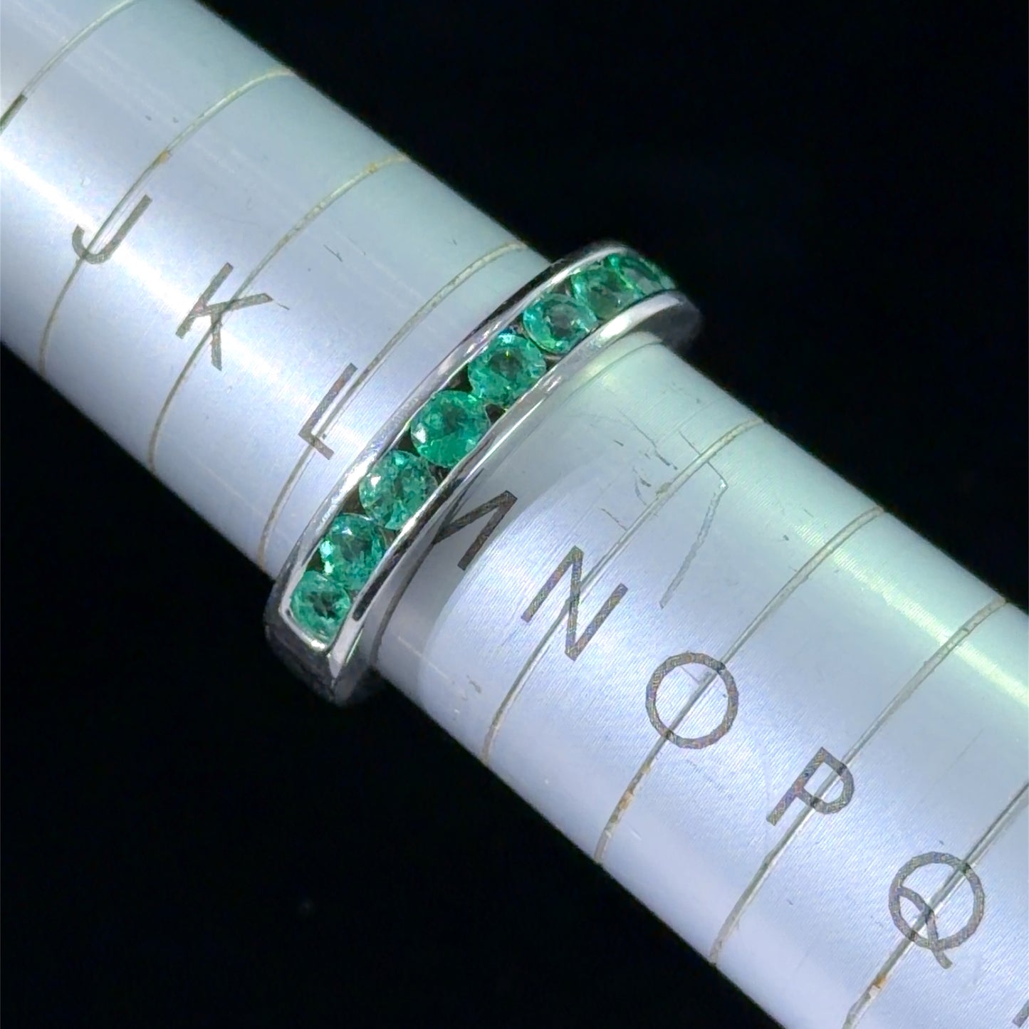 Lovely Platinum Channel Set Emerald Half Eternity Ring Appx 0.6 Cts
