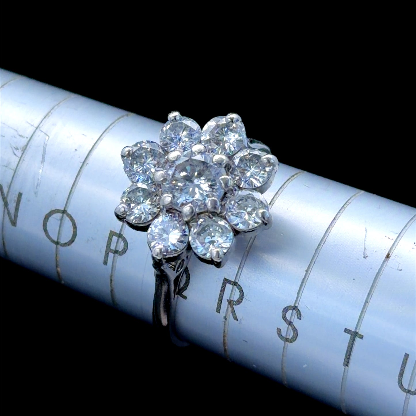 18K White Gold Diamond Daisy Cluster Ring Appx. 2.35 Cts