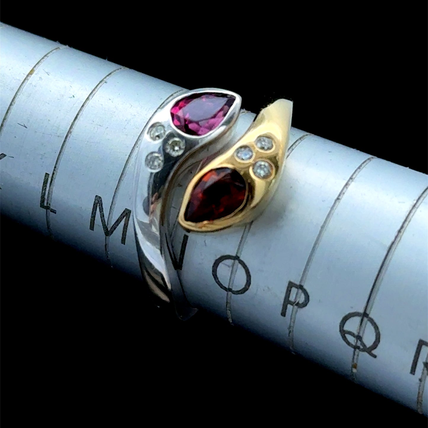 A Wonderful 18k In bite & Yellow Gold Modernist Sapphire And Diamond Moi Et Toi / Serpent Ring