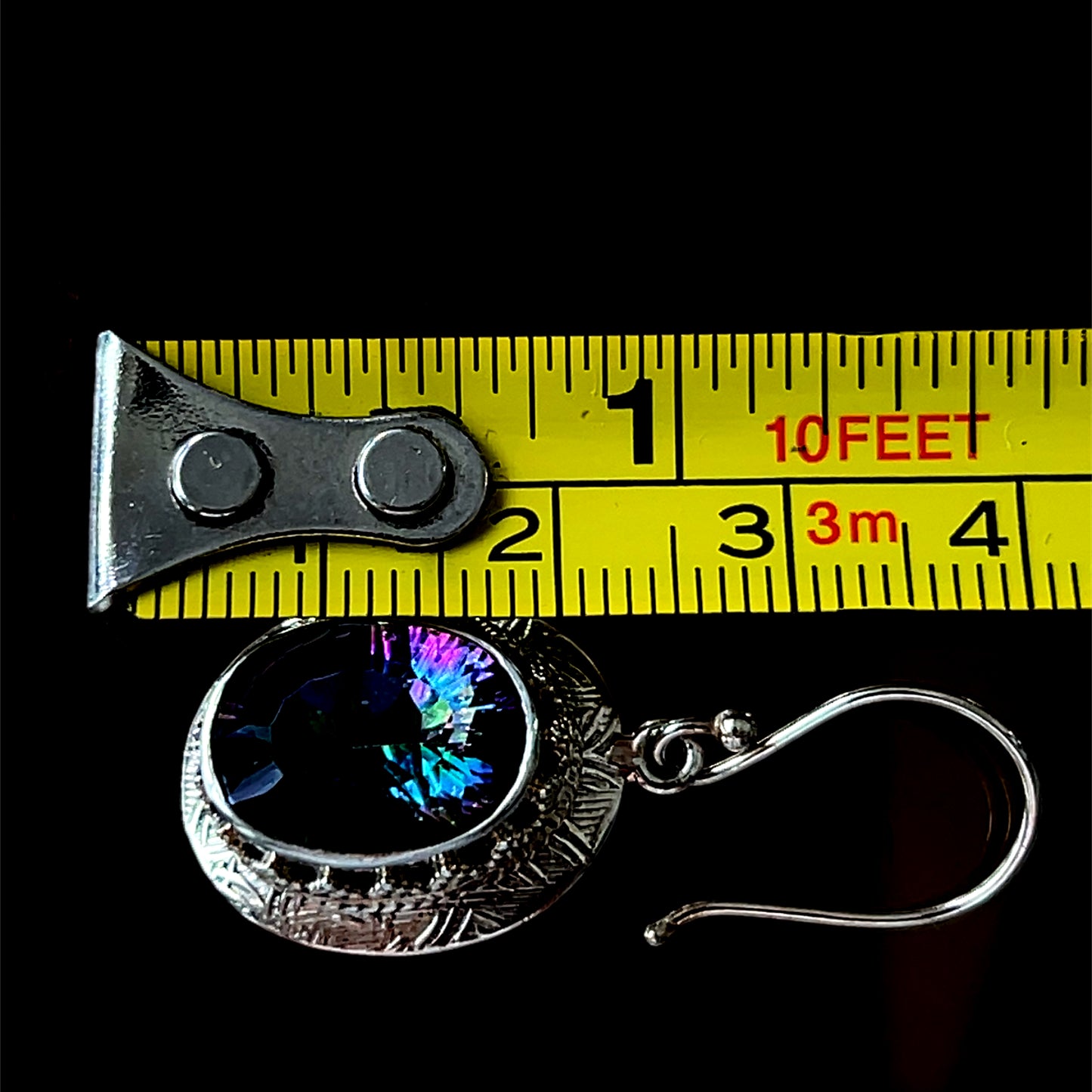 Silver Large Mystic Topaz Drop Earrings