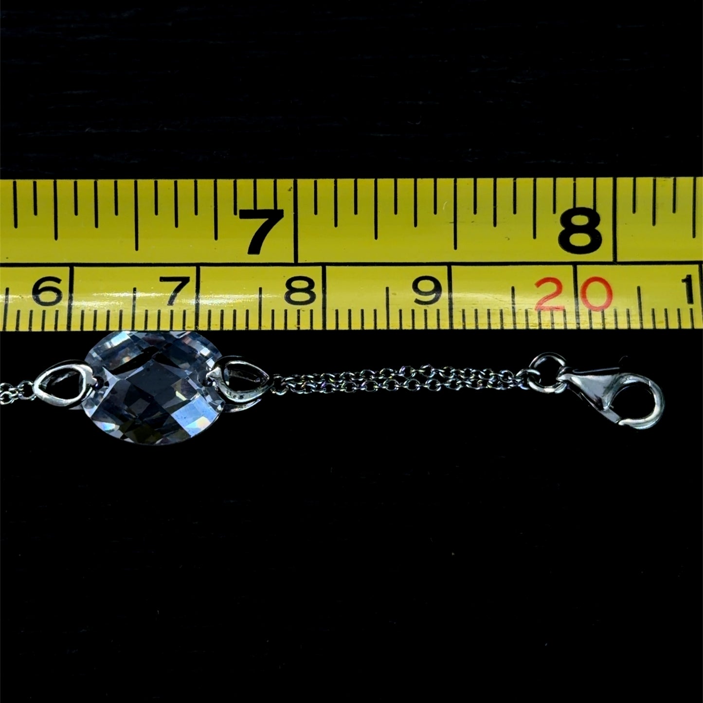 A Stunning Silver 925 & CZ Station Bracelet 8 Inches Long