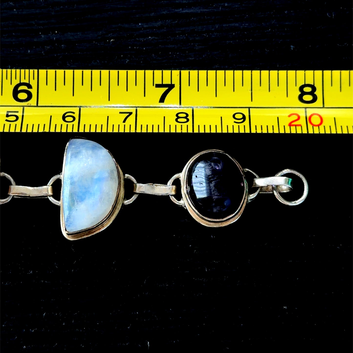 Stunning Silver Gemstone Bracelet with Amethyst Tigers Eye Laboradite & Moonstone