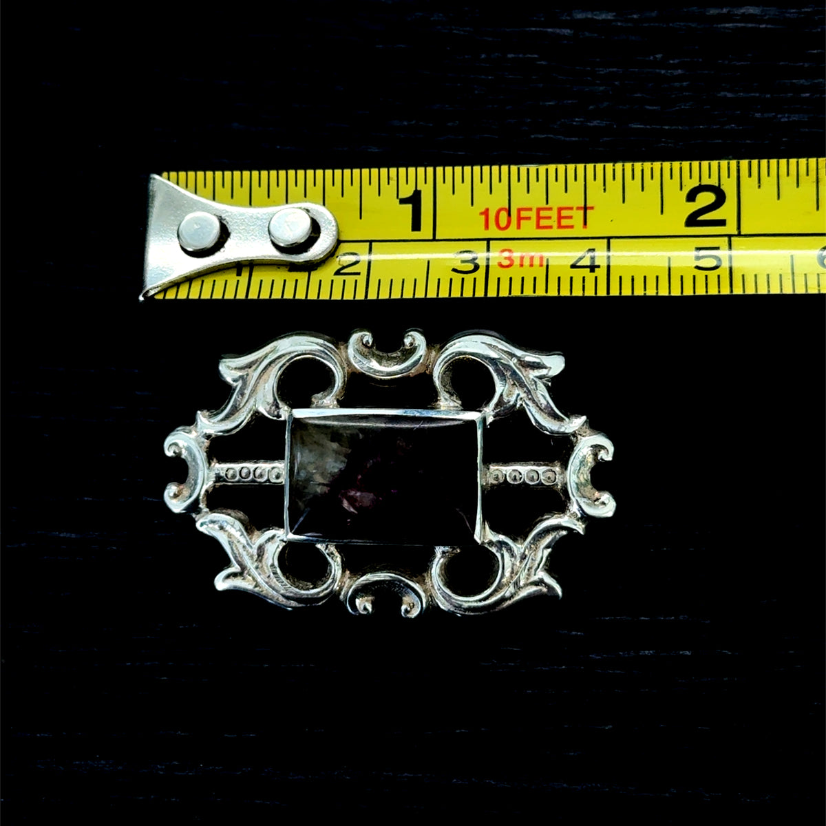 Silver Antique Blue John Brooch