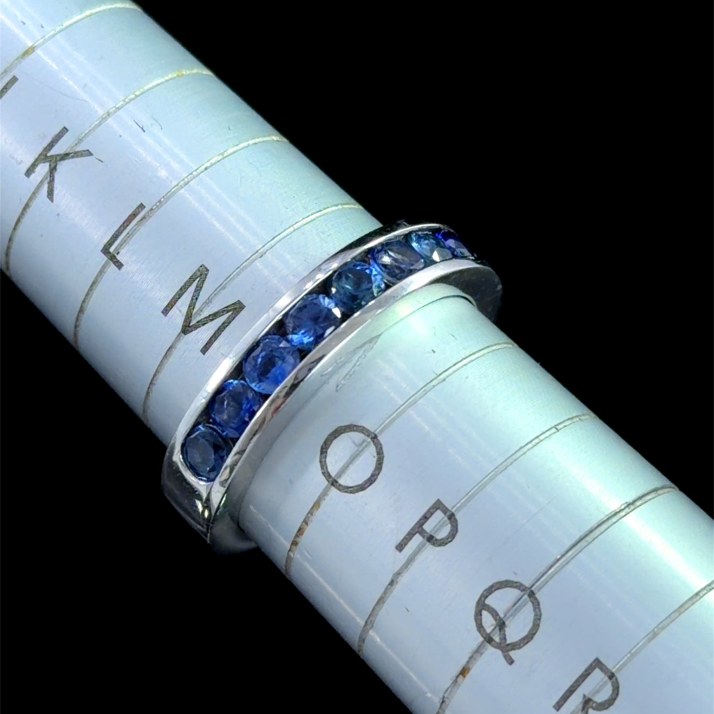 Lovely Platinum Channel Set Sapphire Half Eternity Ring Appx 0.6 Cts