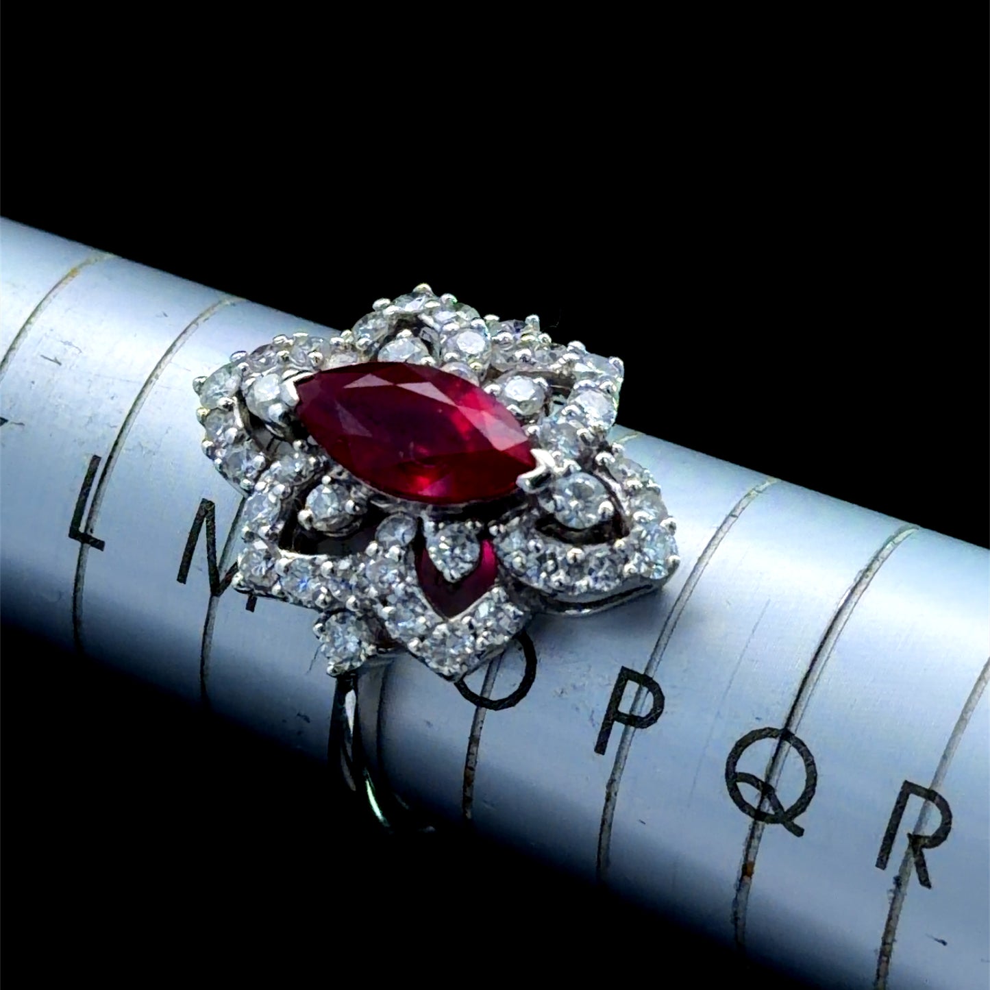 Wonderful 18k White Gold Ruby & Diamond Cluster Ring D:Appx 1.0 Cts R:1.74 Cts RRP £8k