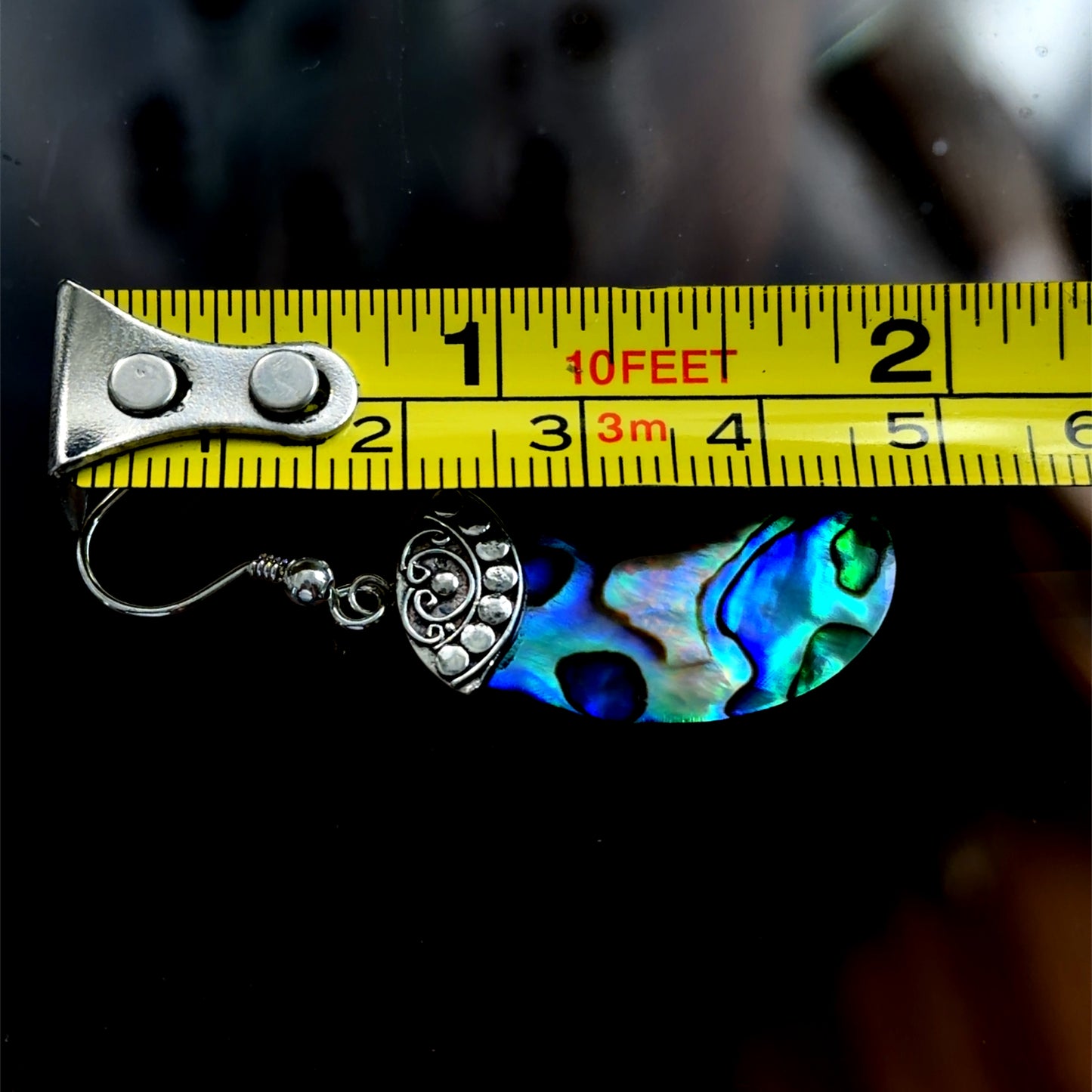 Silver 925 Oval Abalone Shell Hook Earrings