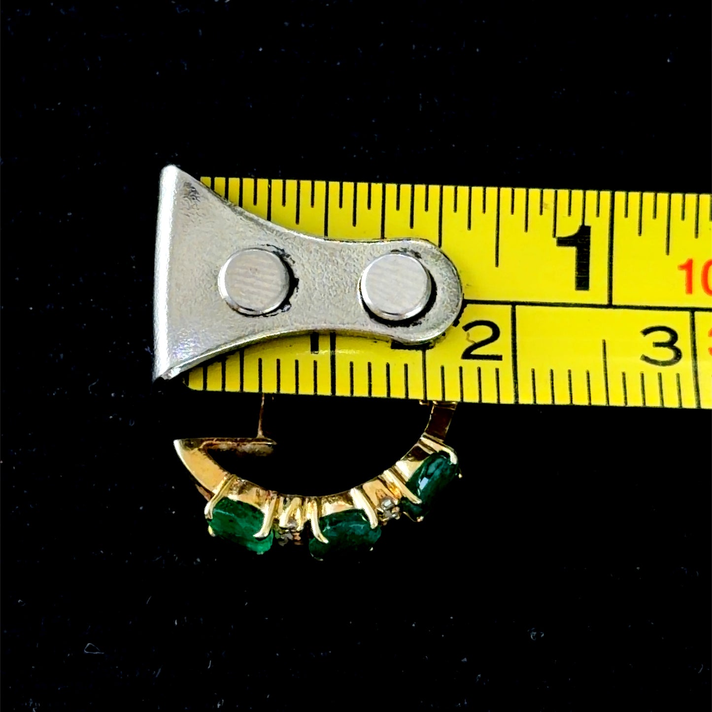 Stunning 14k Yellow Gold Emerald & Diamond hoop Earrings