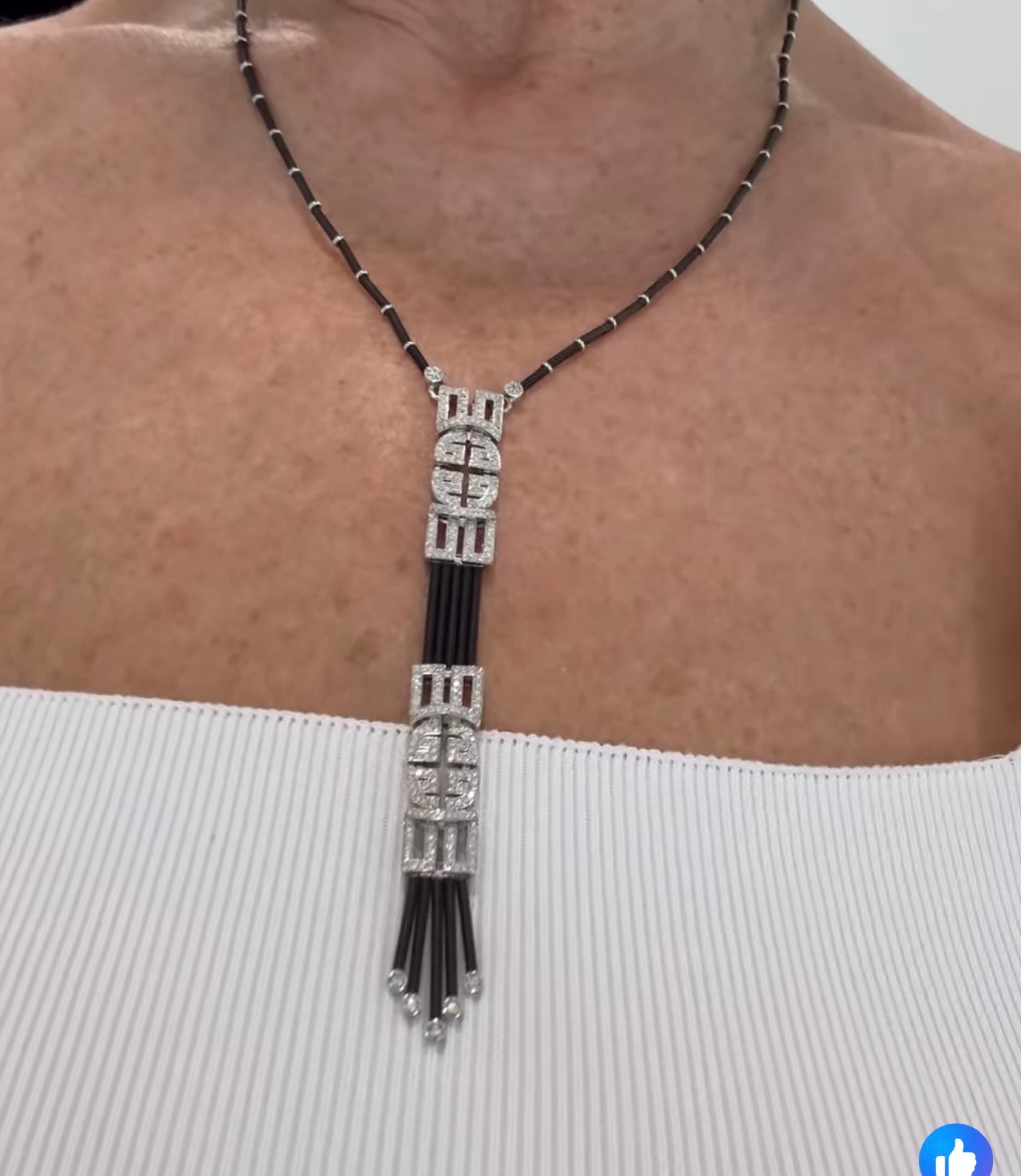 Stunning 18k Black Rhodium & Diamond Deco Style Necklace