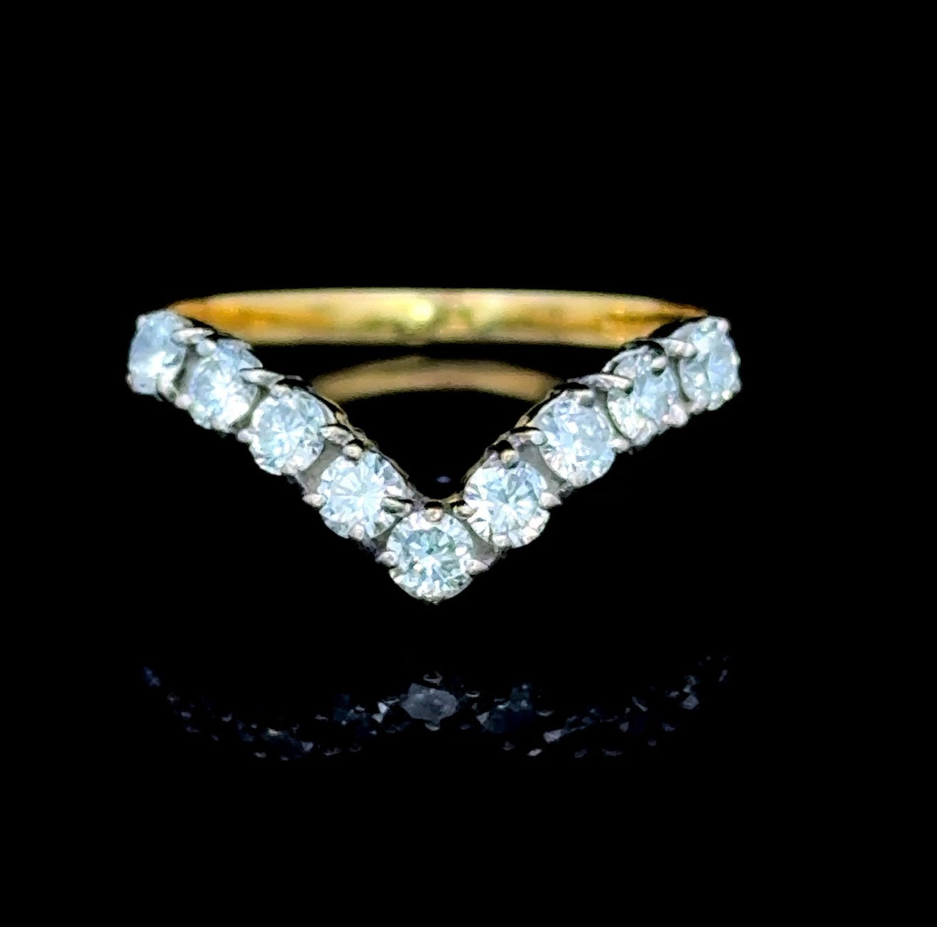 18k Yellow Gold Diamond Wishbone Ring 2.5 Cts