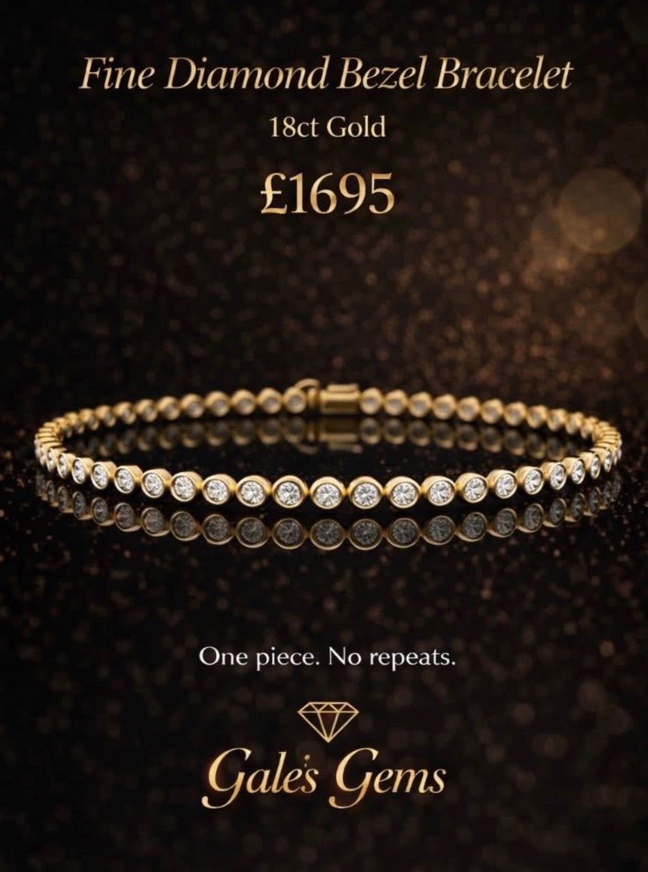 18k Yellow Gold Diamond Tennis Bracelet in a Rub-Over Setting