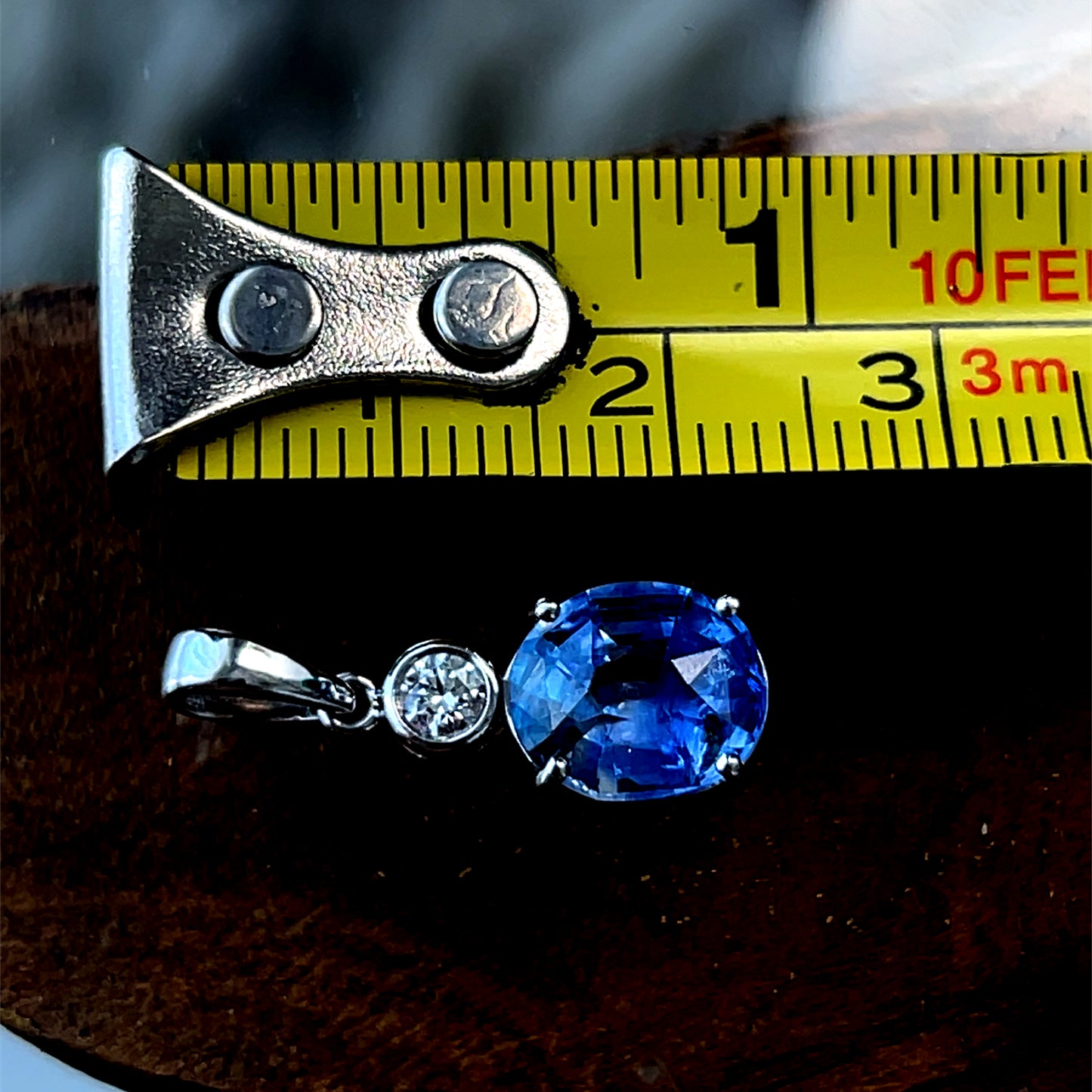18K White Gold Sapphire & Diamond Pendant Only APPX S: 3.0 CTS