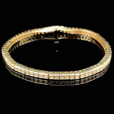 14K Yellow Gold Princess Diamond Bracelet APPX 3 CTS
