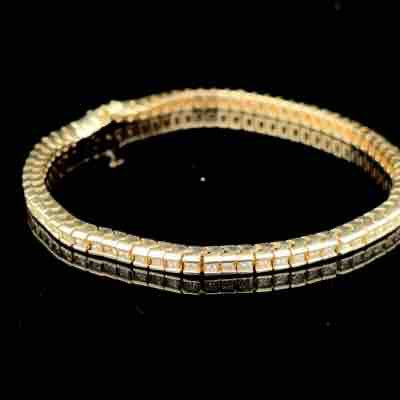 14K Yellow Gold Princess Diamond Bracelet APPX 3 CTS