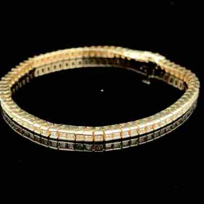 14K Yellow Gold Princess Diamond Bracelet APPX 3 CTS