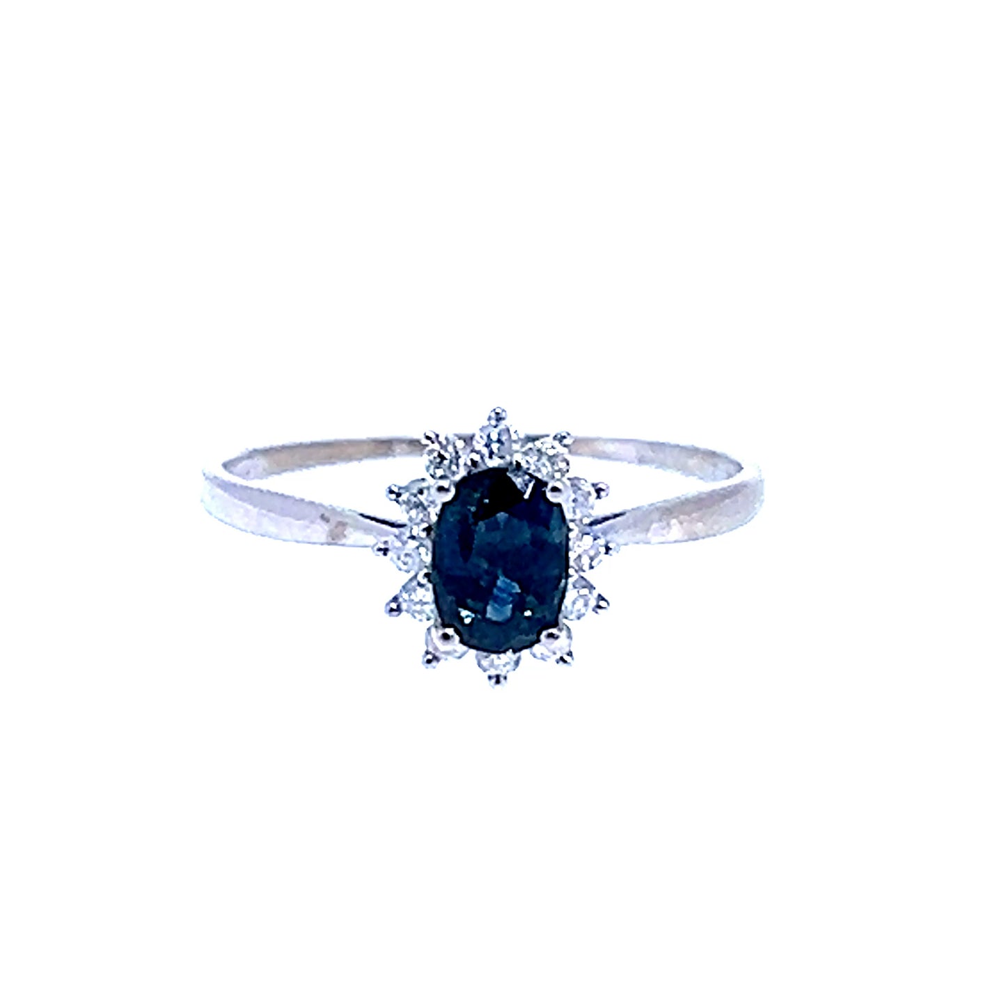9K White Gold Sapphire & Diamond Cluster Ring