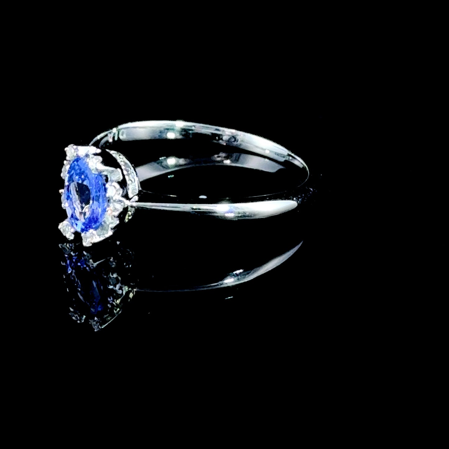 9K White Gold Tanzanite & Diamond Cluster Ring