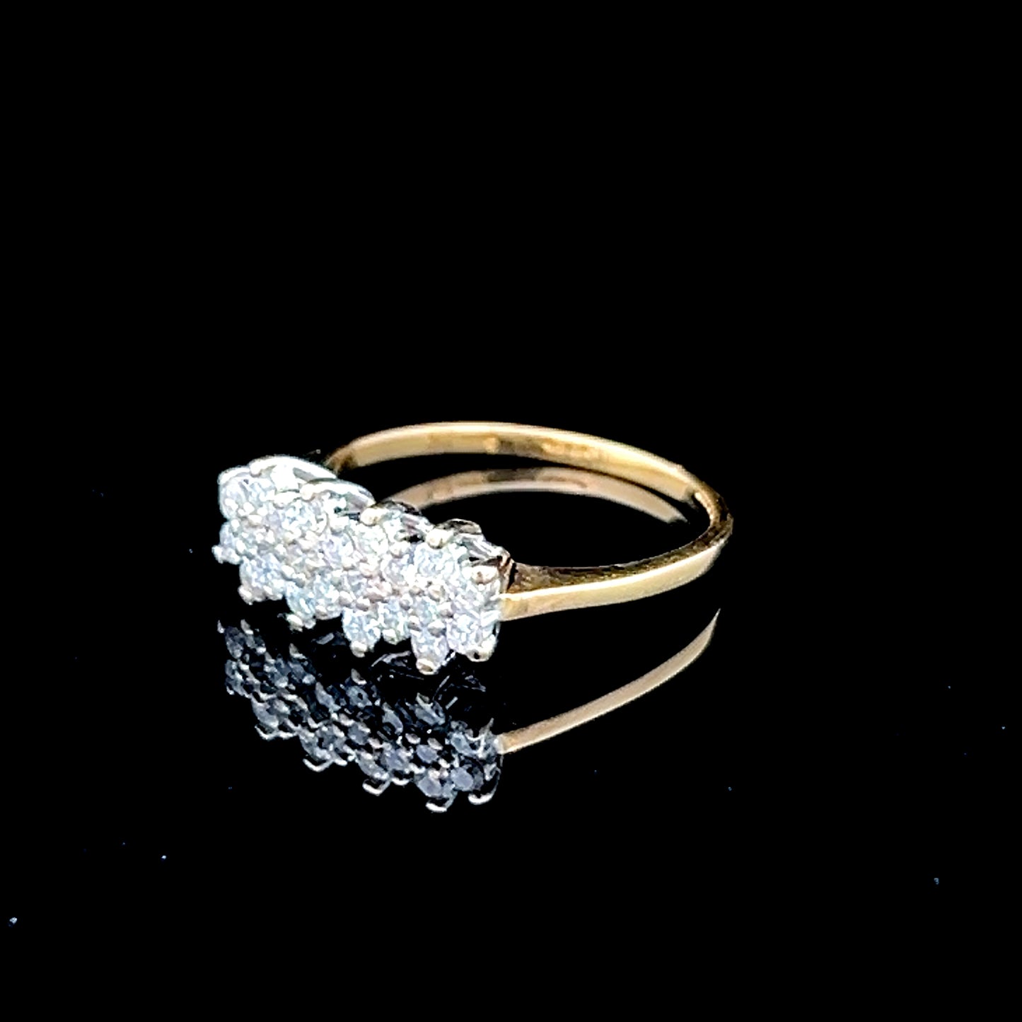 9K Yellow Gold Diamond Cluster Ring