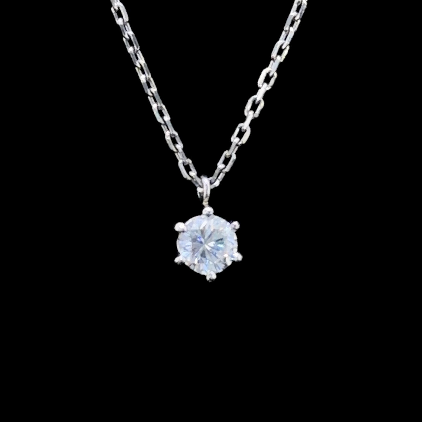Platinum Diamond Solitaire Pendant and Chain Appx 0.5 Cts