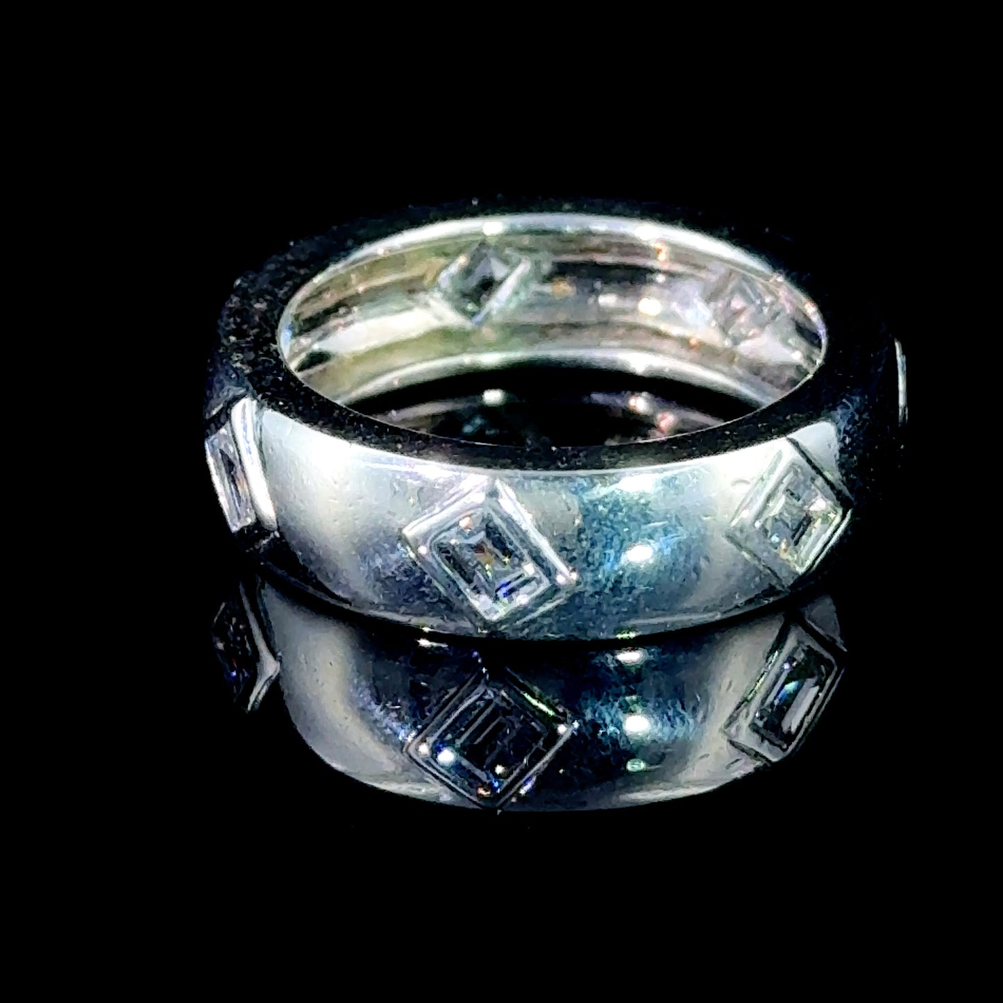 Platinum Thick Banded Diamond Ring APPX 1.2 CTS
