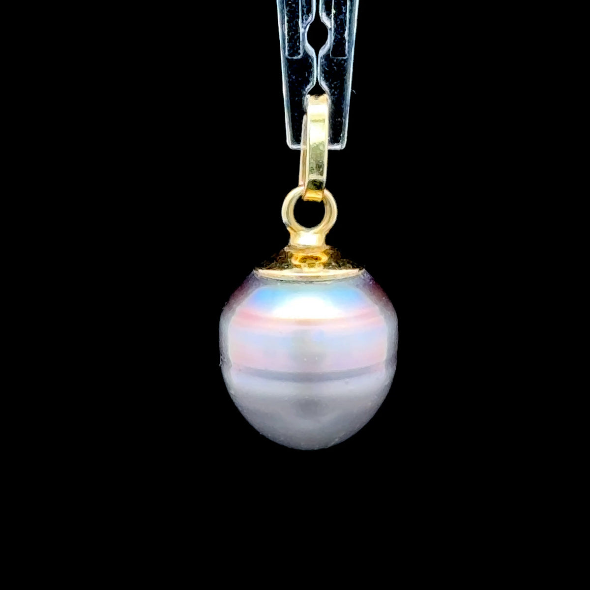 14K Yellow Gold Grey Pearl Pendant