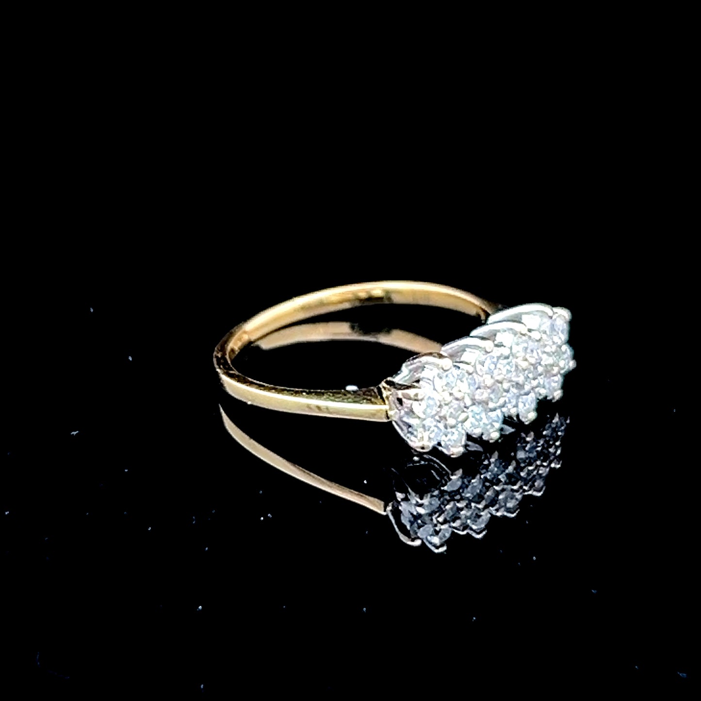 9K Yellow Gold Diamond Cluster Ring
