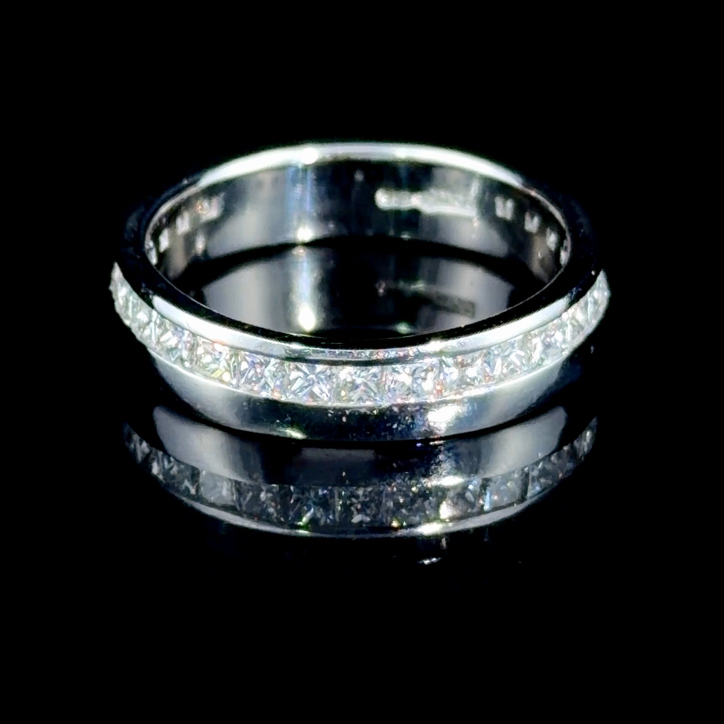 Lovely Platinum Channel Set Princess Cut Diamond Eternity Ring Appx 1.2 Cts