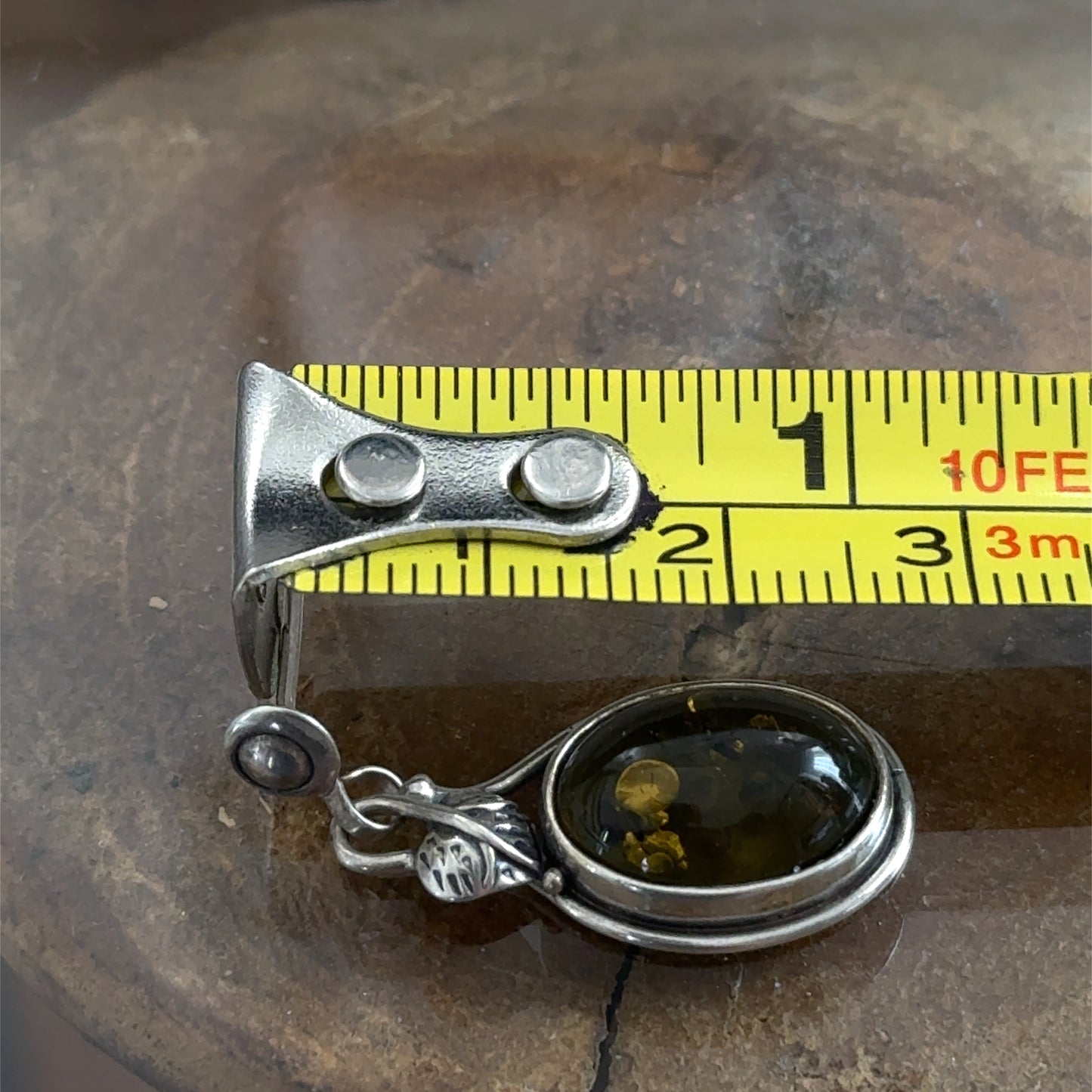 Lovely Silver & Amber Oval Drop Earrings