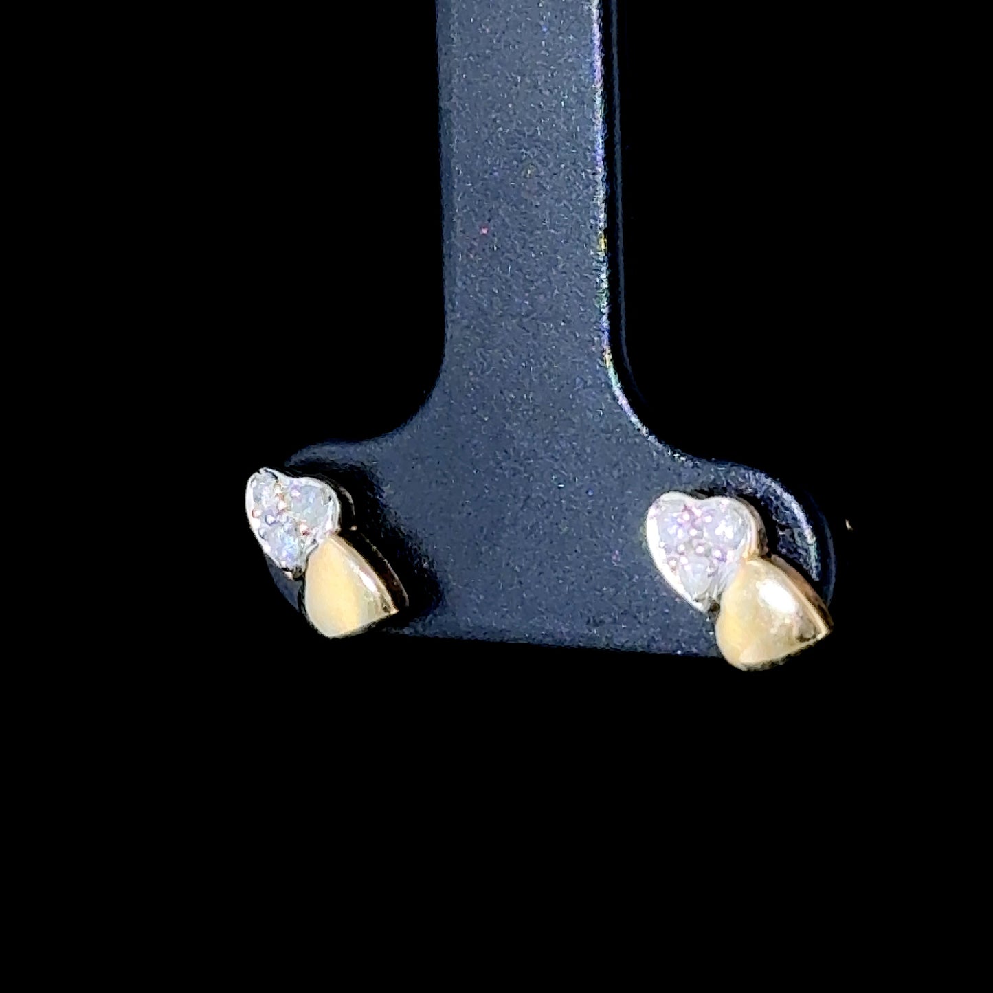 9K Yellow Gold & Diamond Hearts Studs