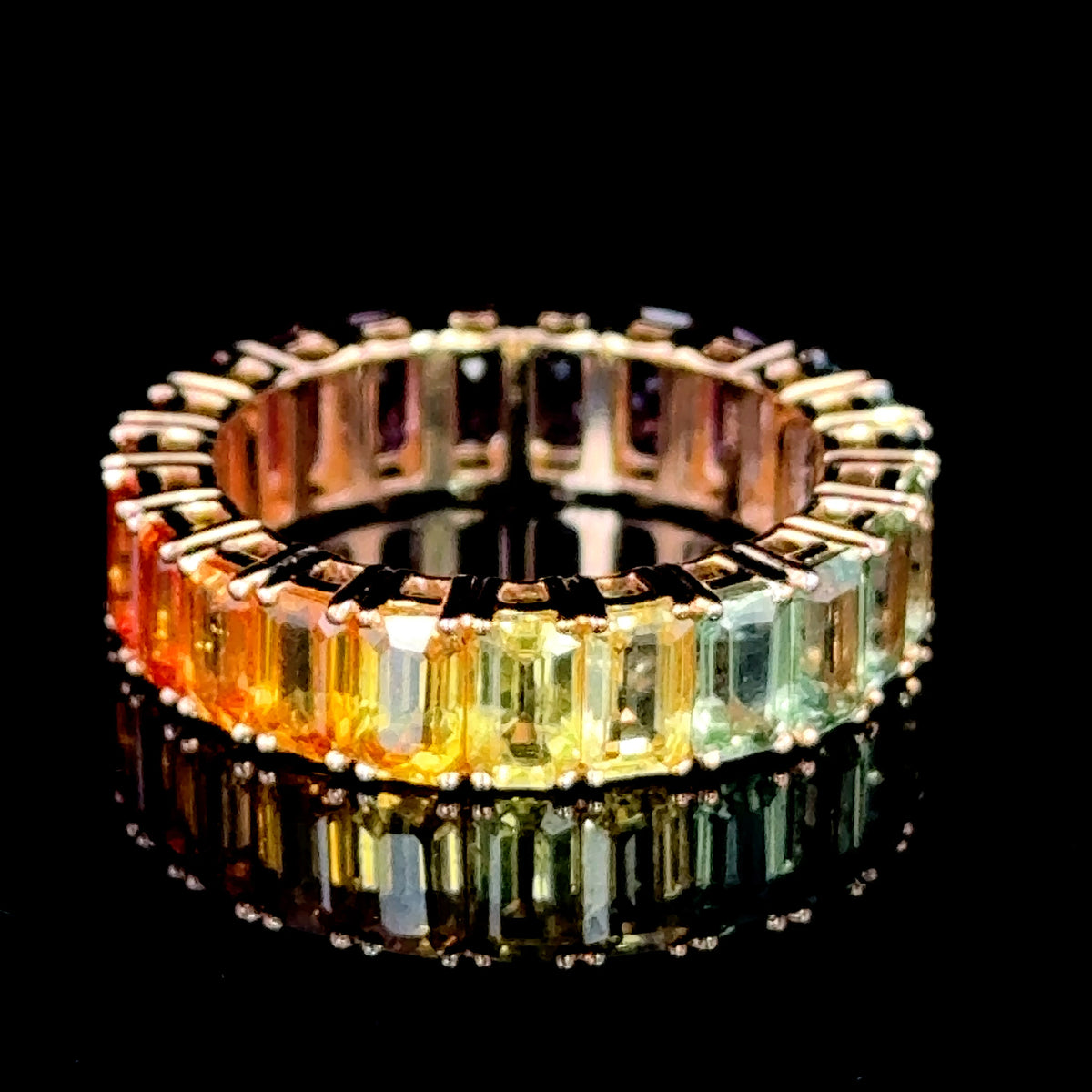 18k Rose Gold Rainbow Sapphire Full Eternity Ring APPX 7.75CTS