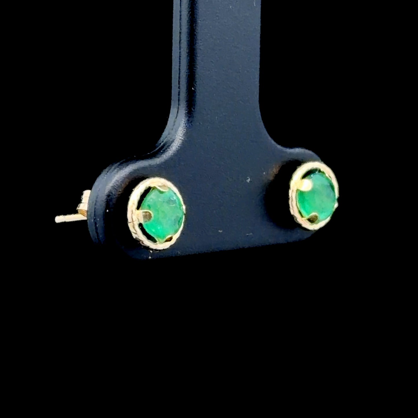 9k Yellow Gold Emerald Studs