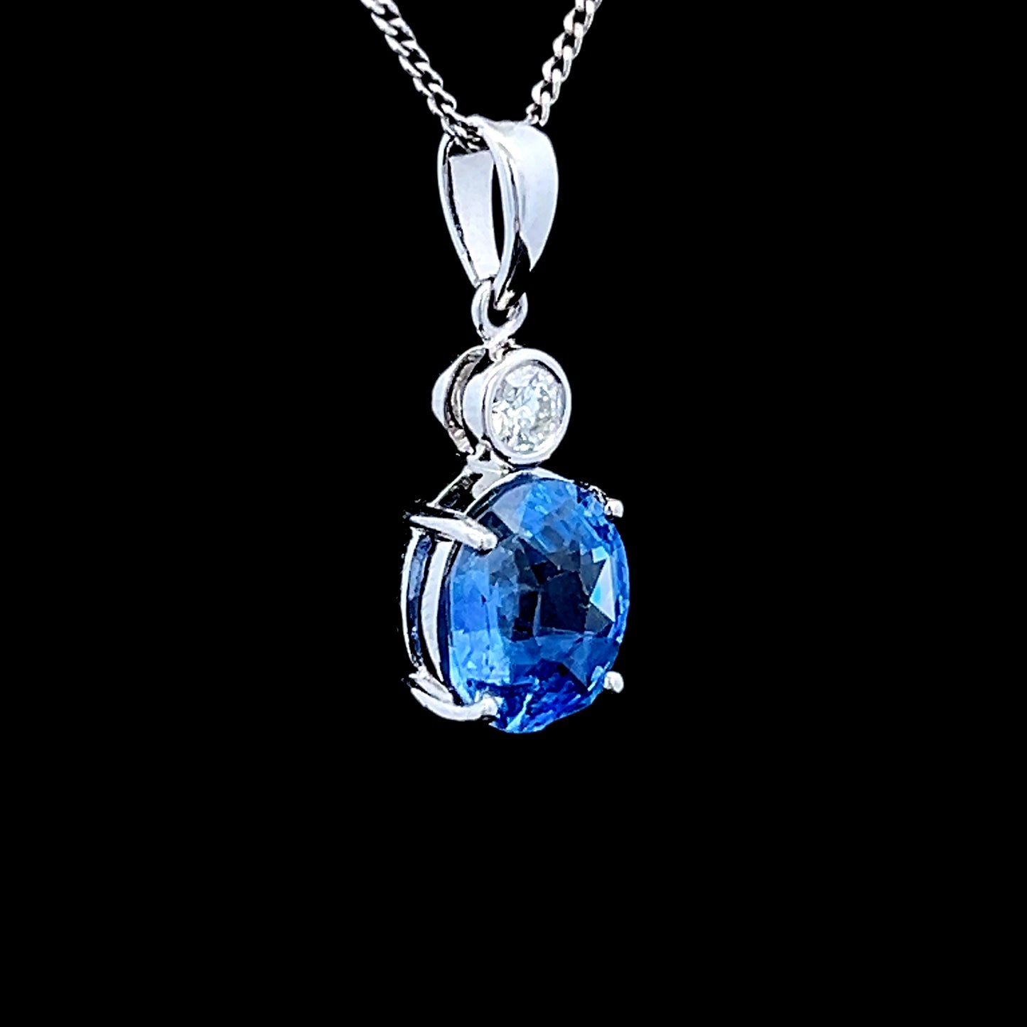 18K White Gold Sapphire & Diamond Pendant Only APPX S: 3.0 CTS