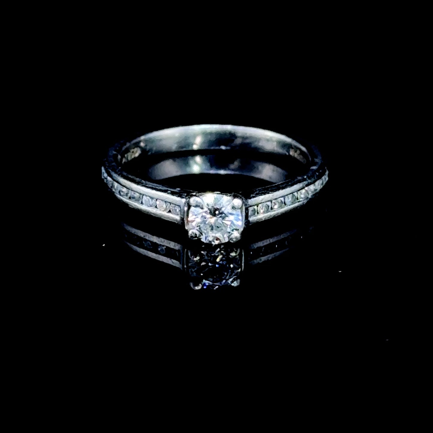 Platinum Diamond Solitaire Ring with Diamonds To Shoulders APPX 0.2 CTS Centre