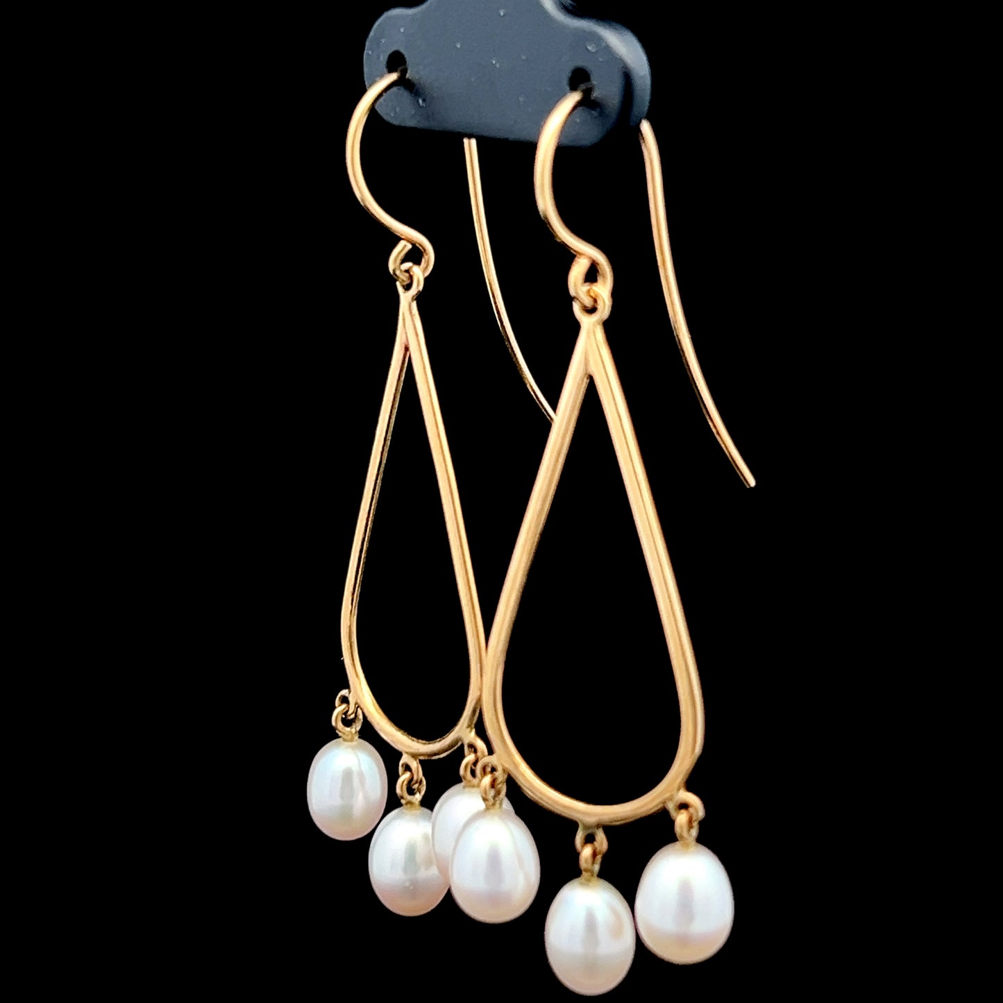 9K Yellow Gold Pearl Hook Earrings