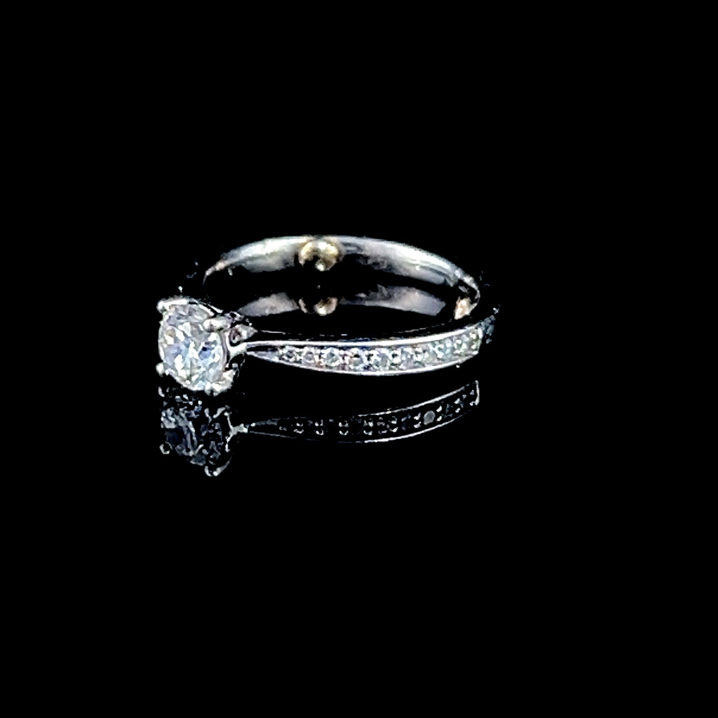Platinum Solitaire Ring with Diamonds To Shoulders